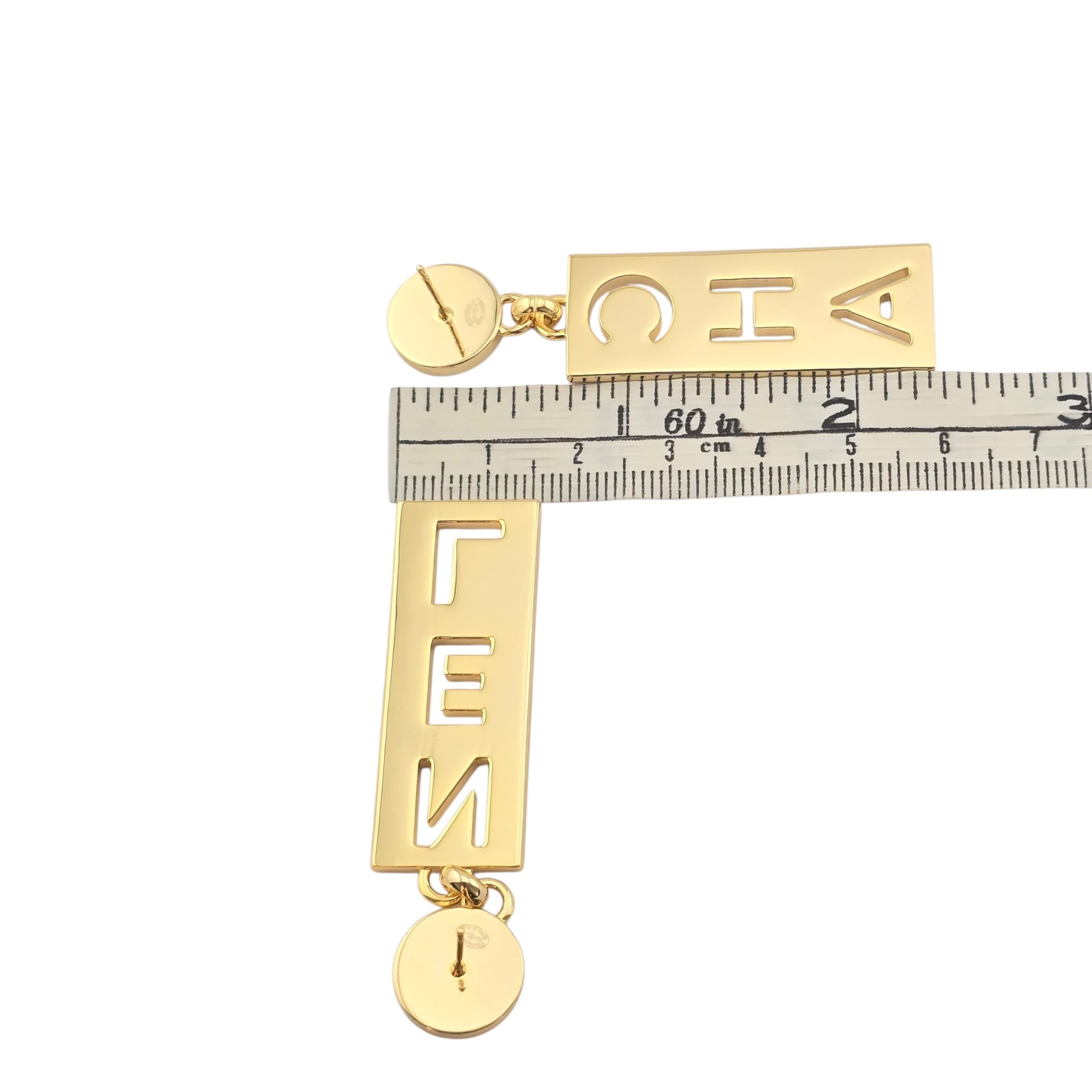 Chanel Metal Enamel Cha-Nel Logo Drop Earrings CHANEL