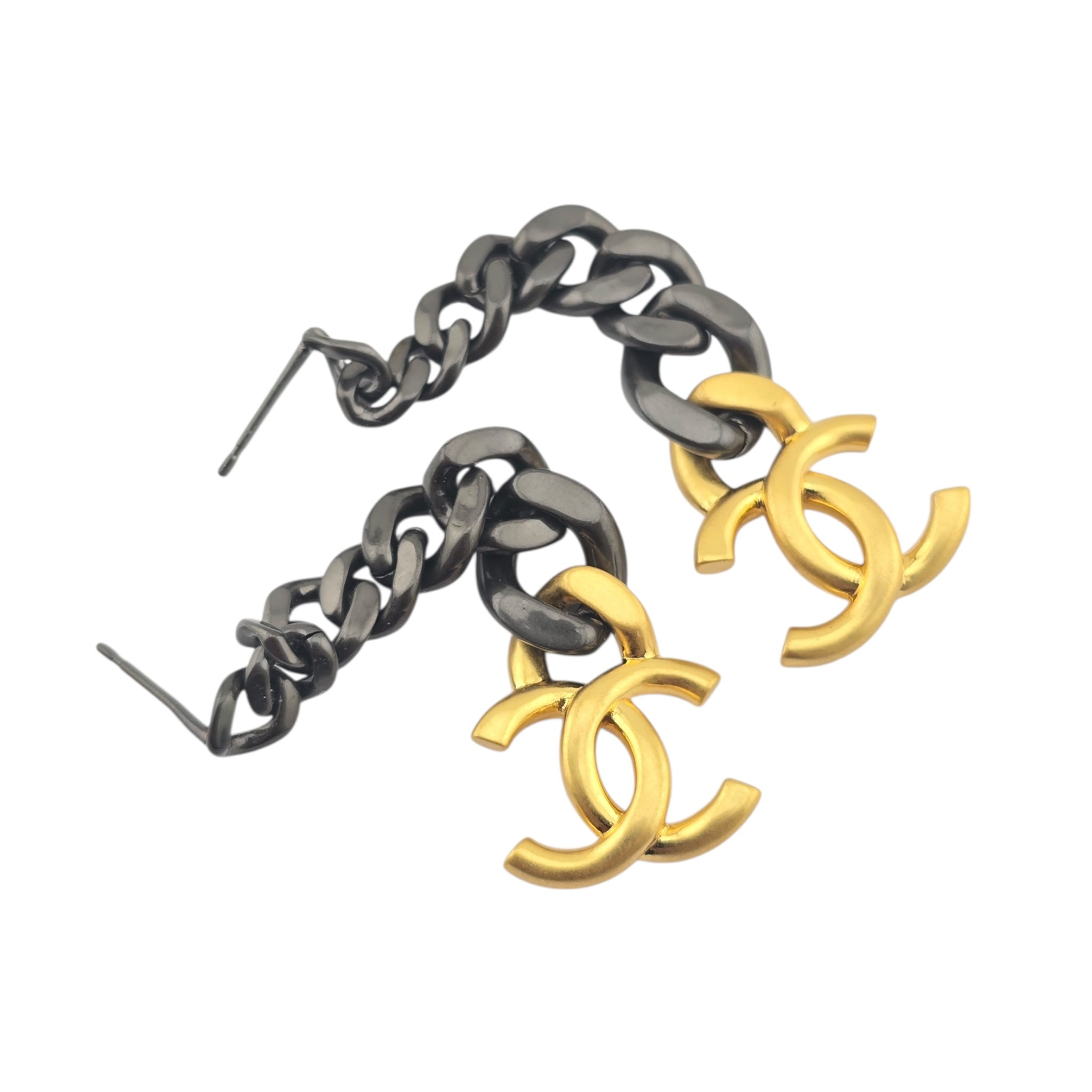 Chanel CC Chain Earrings Gold Ruthenium 2020 CHANEL