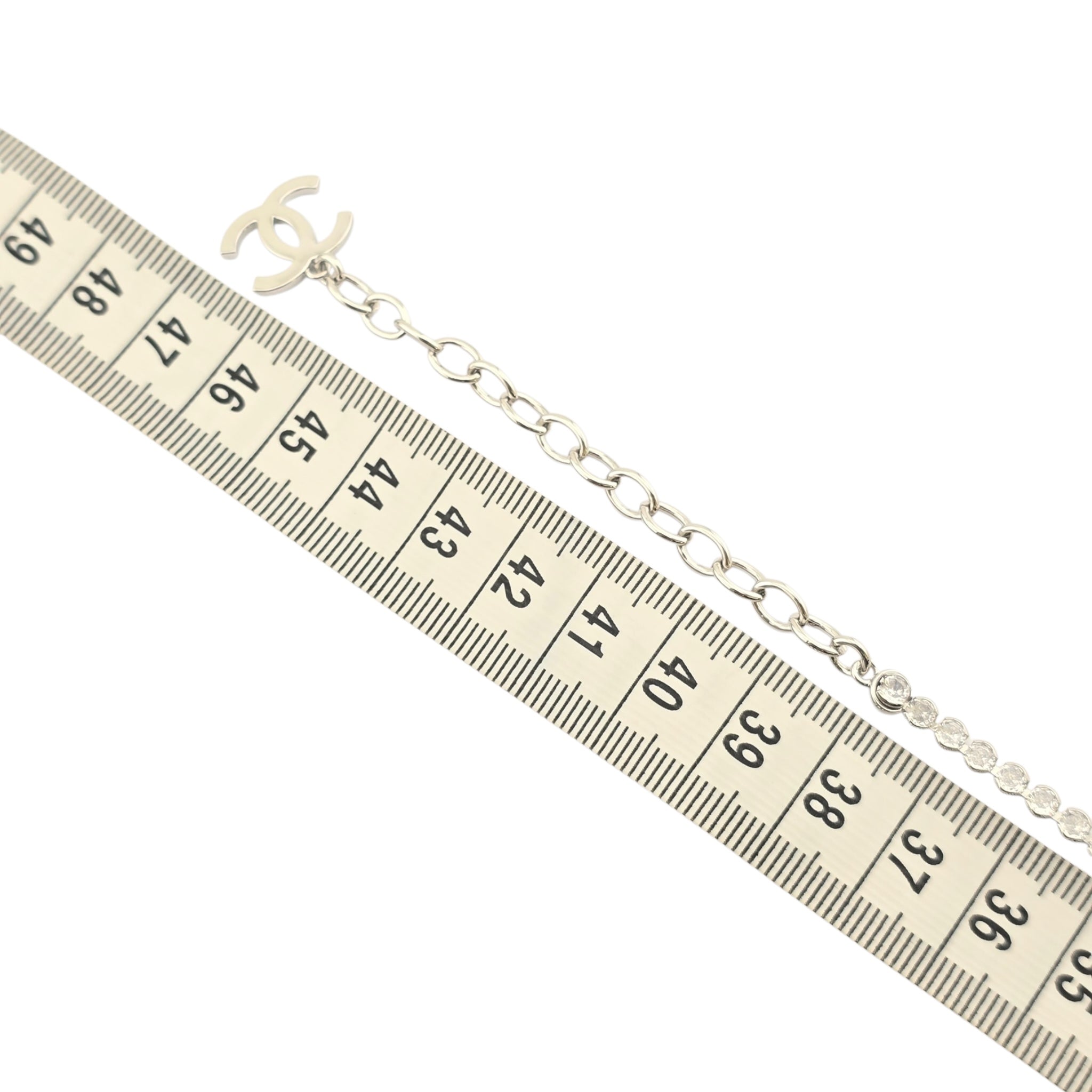 Chanel CC Faux Pearl Silver Crystal Necklace 2025 CHANEL