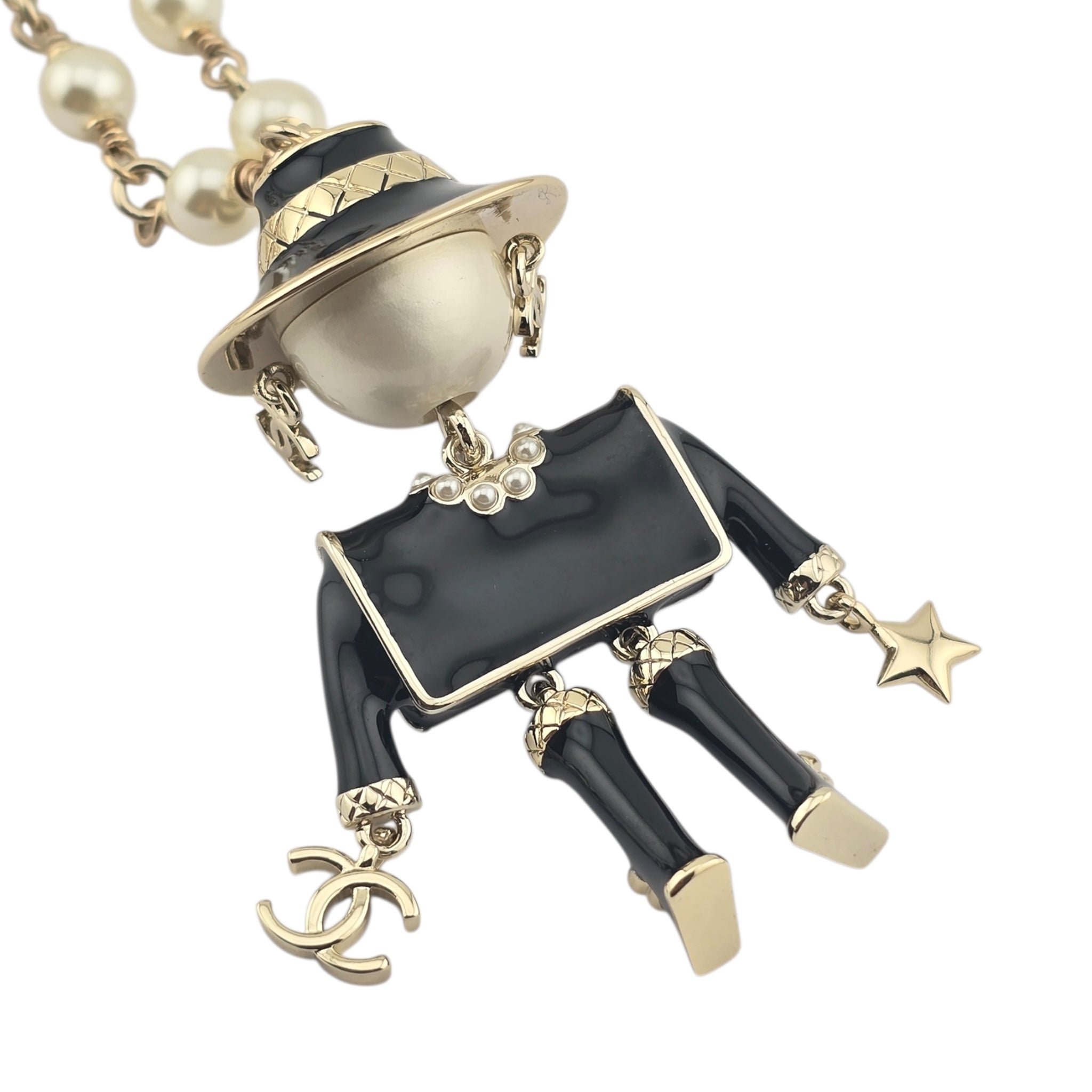 Chanel CC Robot Gabrielle Doll Black Necklace 25B CHANEL