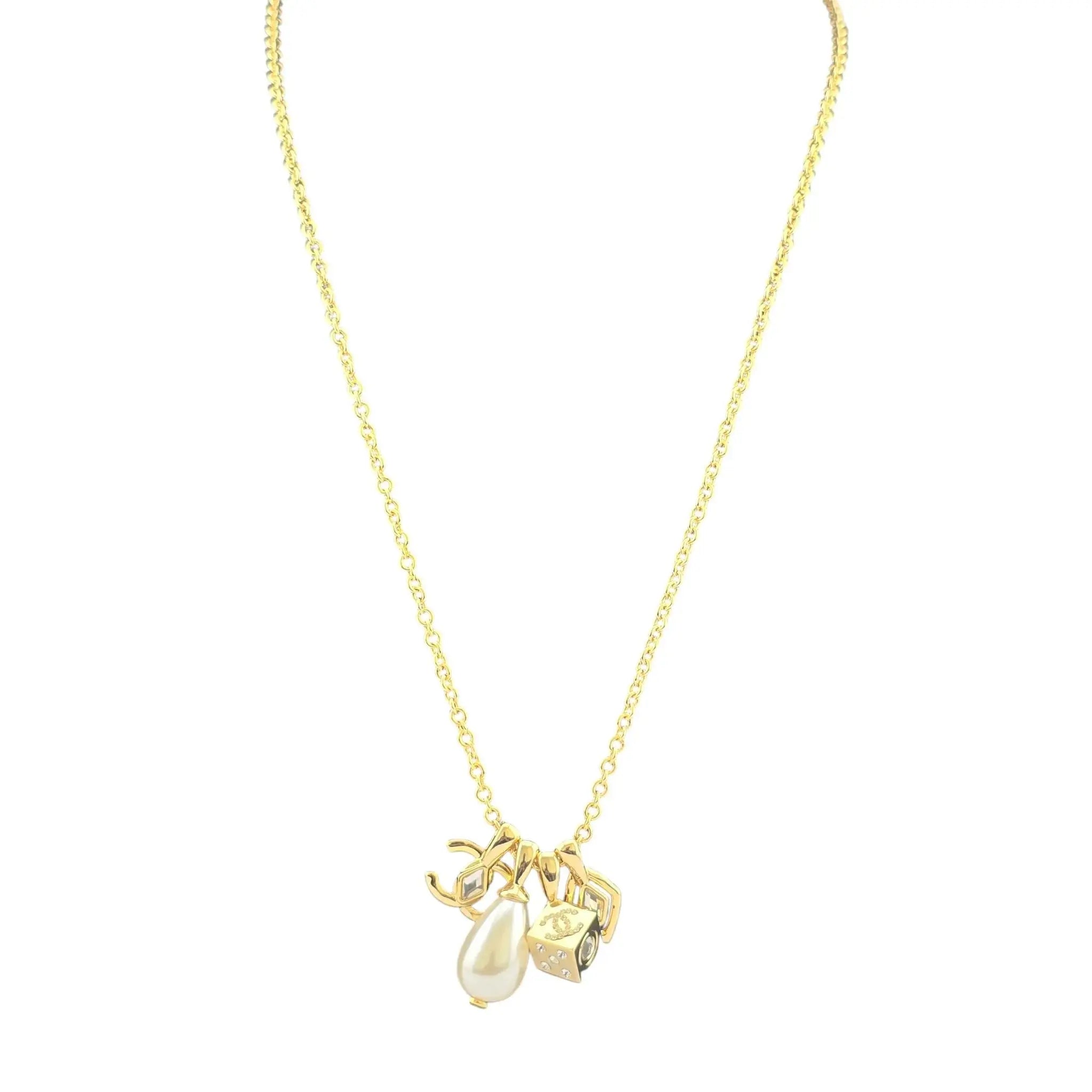 hanel CC Charms Gold Necklace 2023 CHANEL