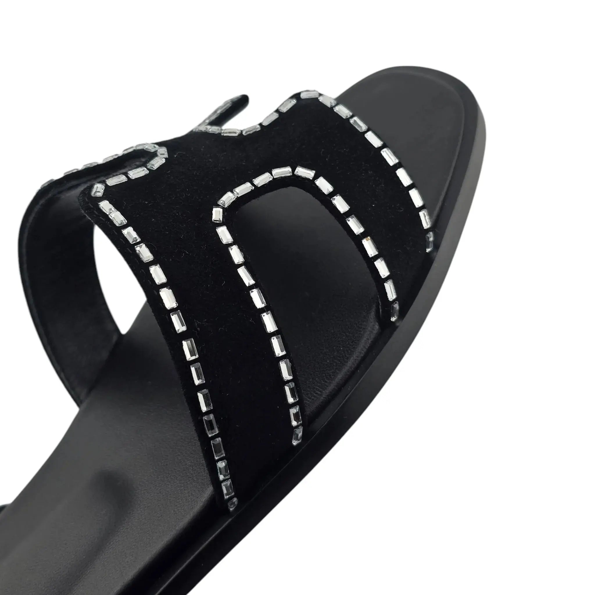 Hermes Oran Sandal Black Noir Calfskin Embellished - 40 HERMES