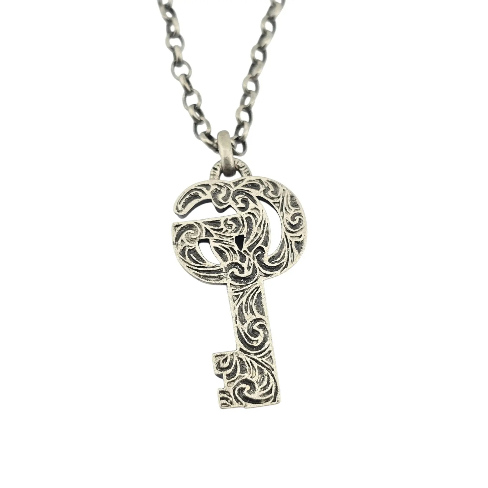 GUCCI GG Double G 925 Sterling Silver Key Necklace GUCCI