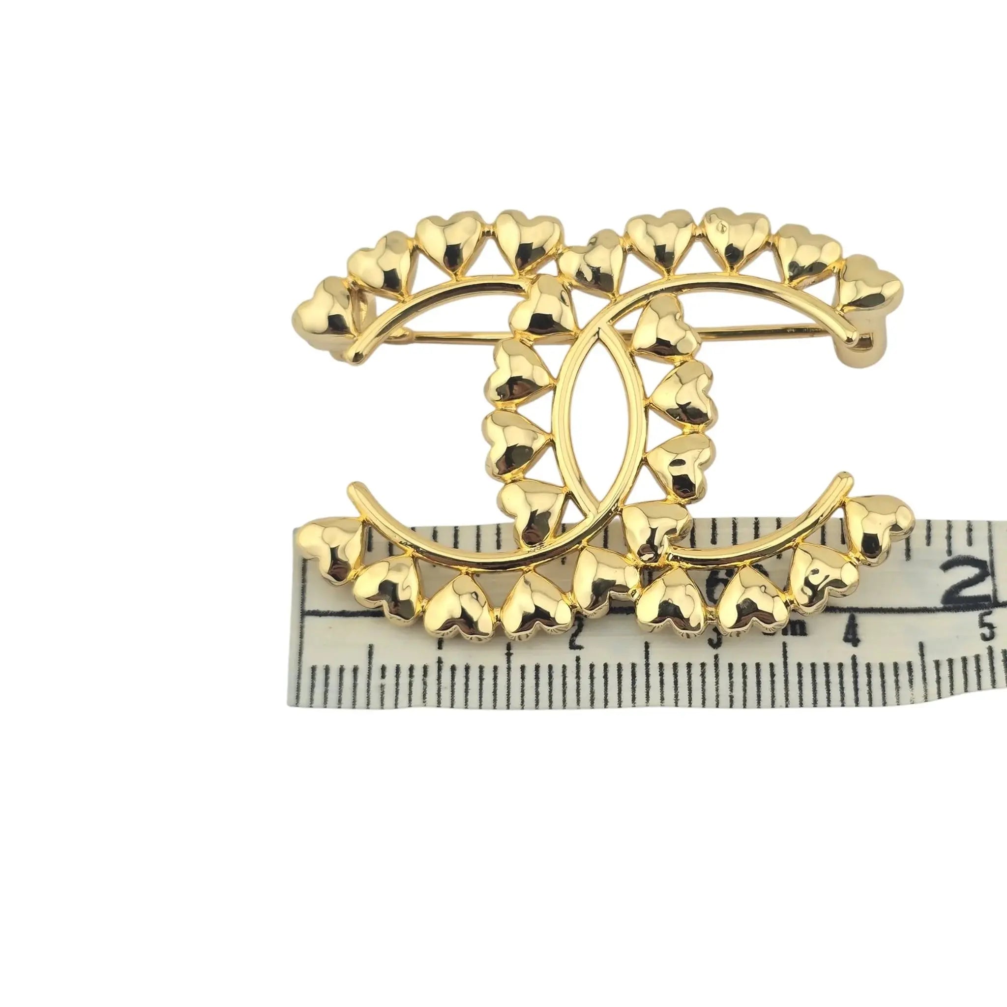 Chanel CC Metal Gold Hearts Brooch 2023 CHANEL