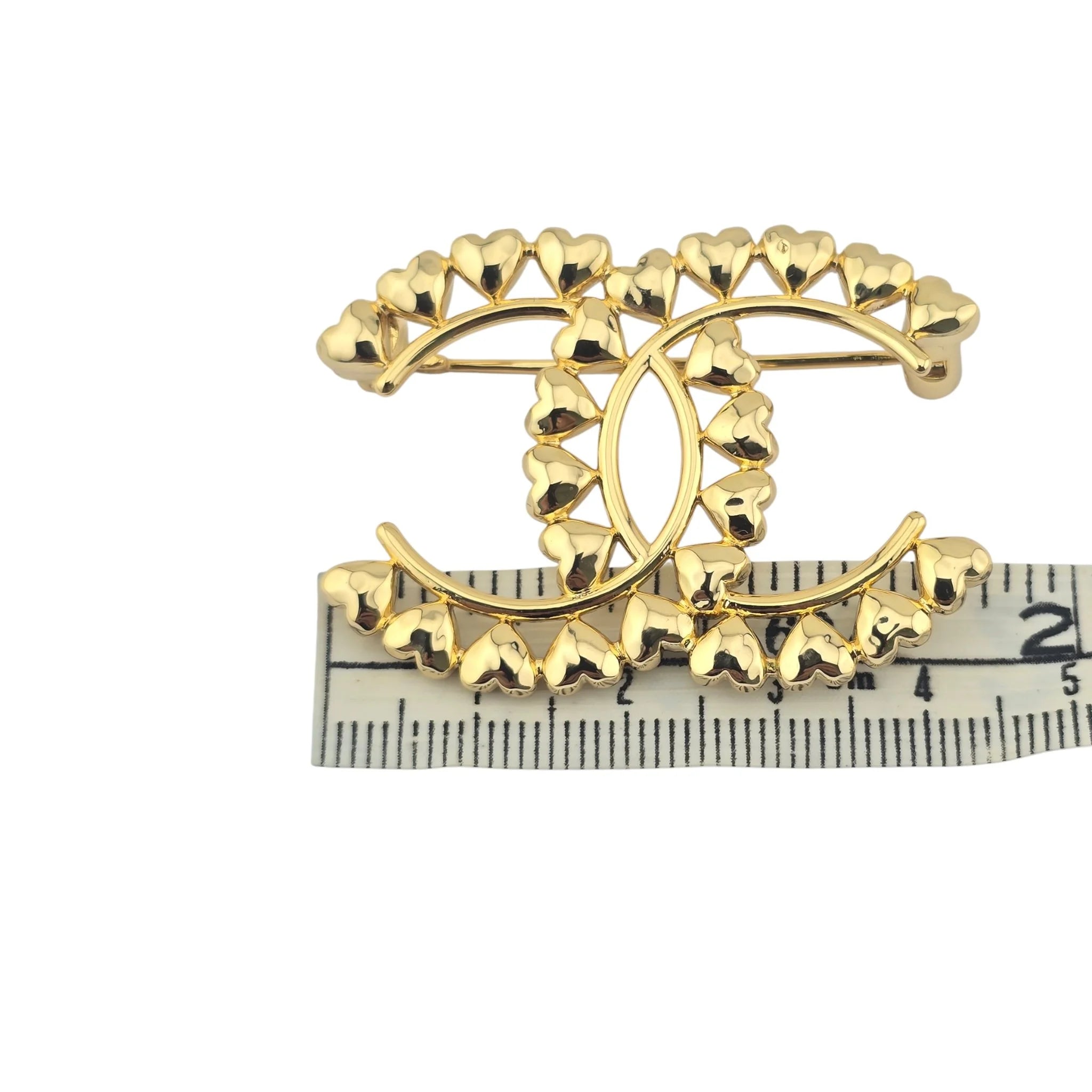 Chanel CC Metal Gold Hearts Brooch 2023 CHANEL
