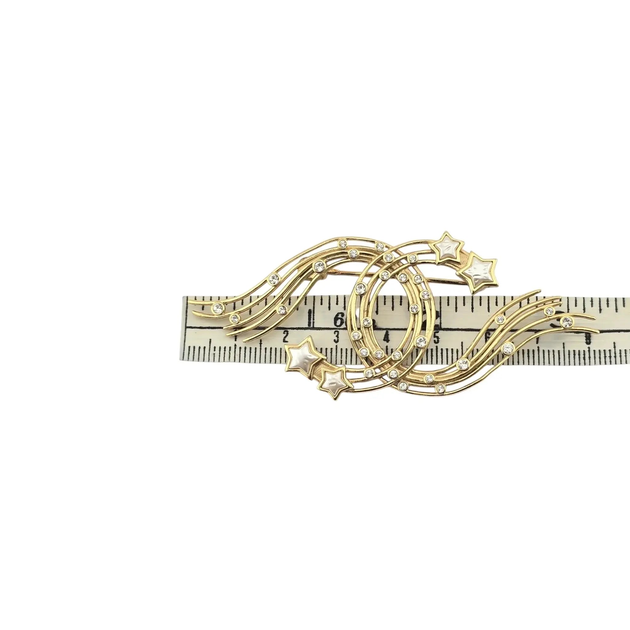 Chanel CC Gold Pearl White Star Brooch B24 CHANEL