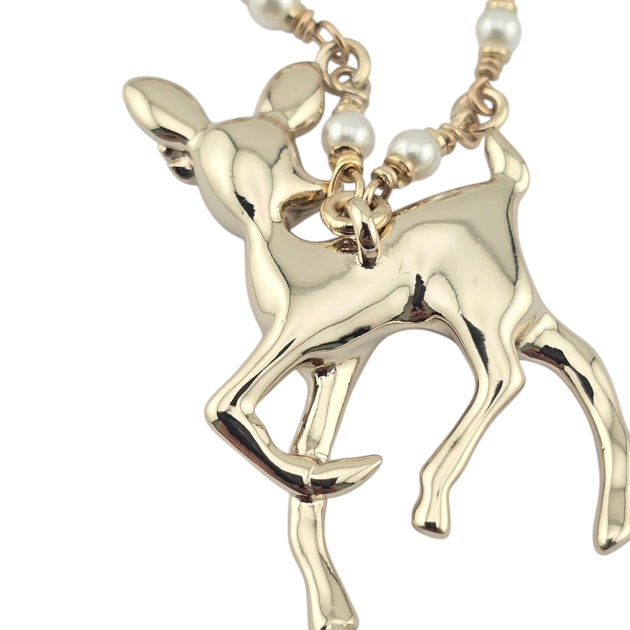 Chanel CC Deer Pendant Gold Necklace 2025 CHANEL