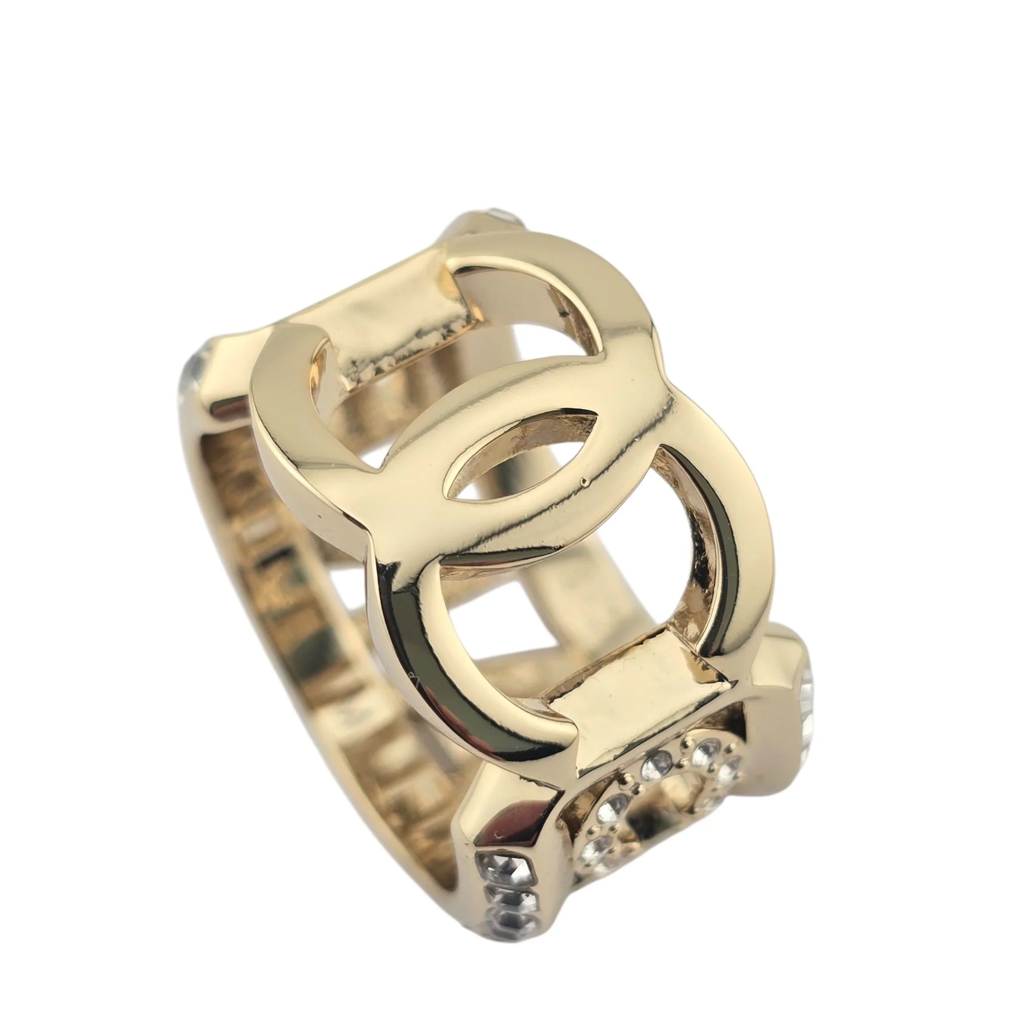 Chanel CC Gold Crystal Ring 2024 CHANEL