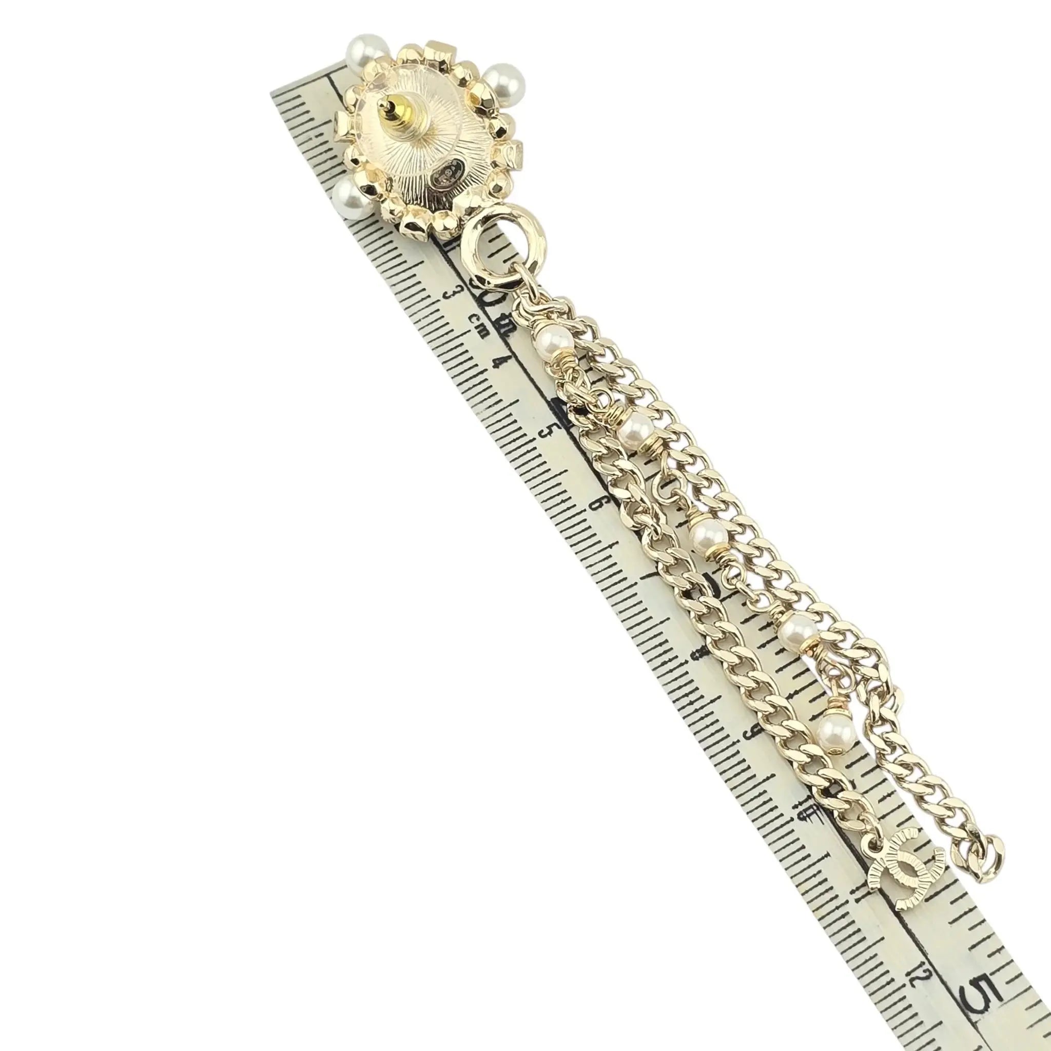 Chanel CC Black Gold Drop Earrings B22 CHANEL