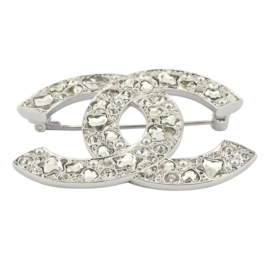 Chanel CC Silver Star Crystal Brooch 2025 CHANEL