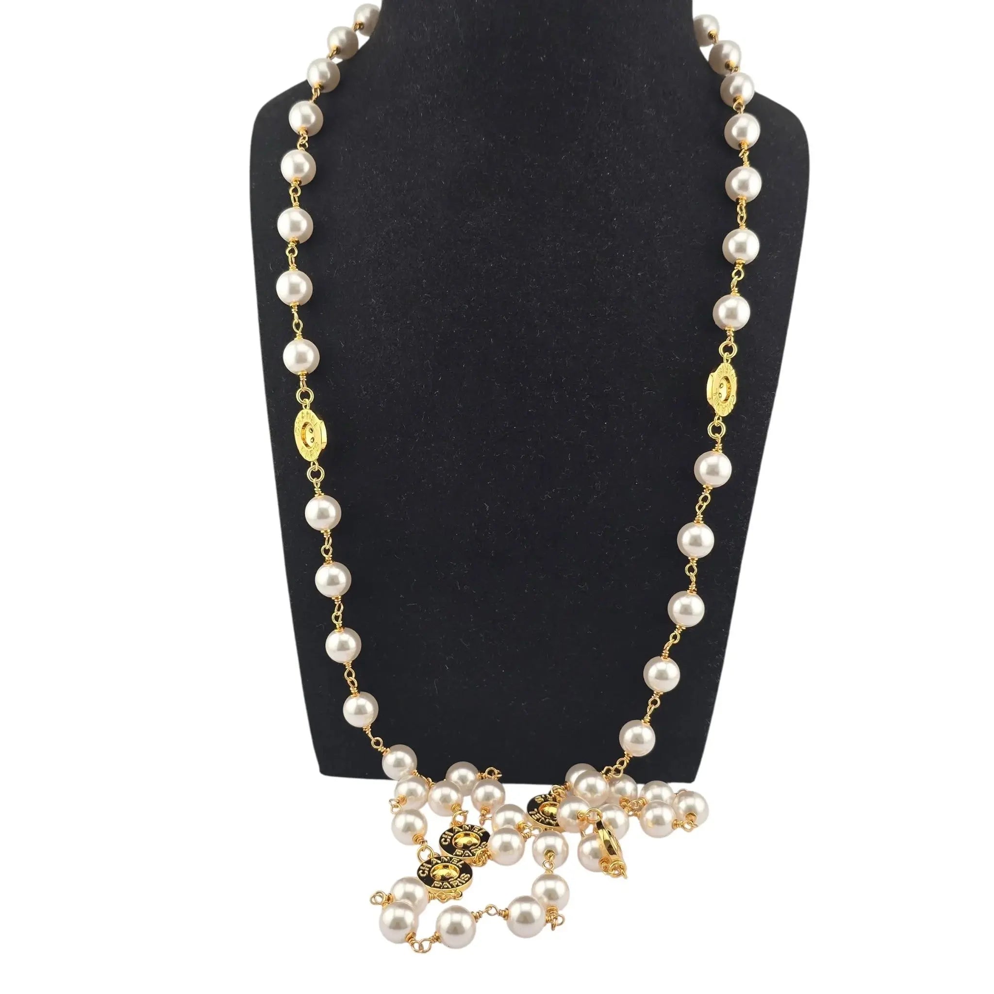 Chanel CC Faux Pearl Gold Button Pendant 2020 CHANEL