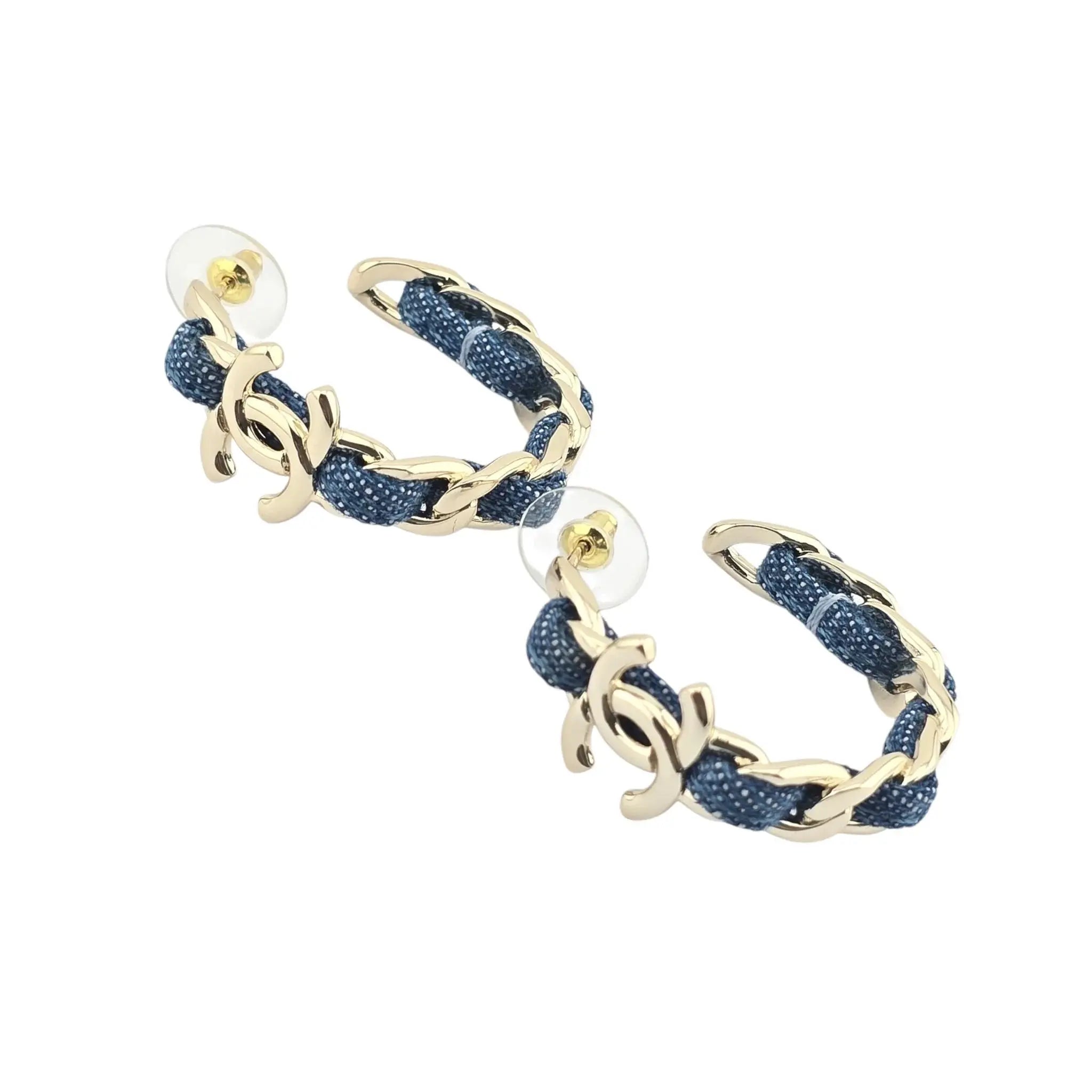Chanel CC Denim Blue Hoop Earrings 2025 CHANEL