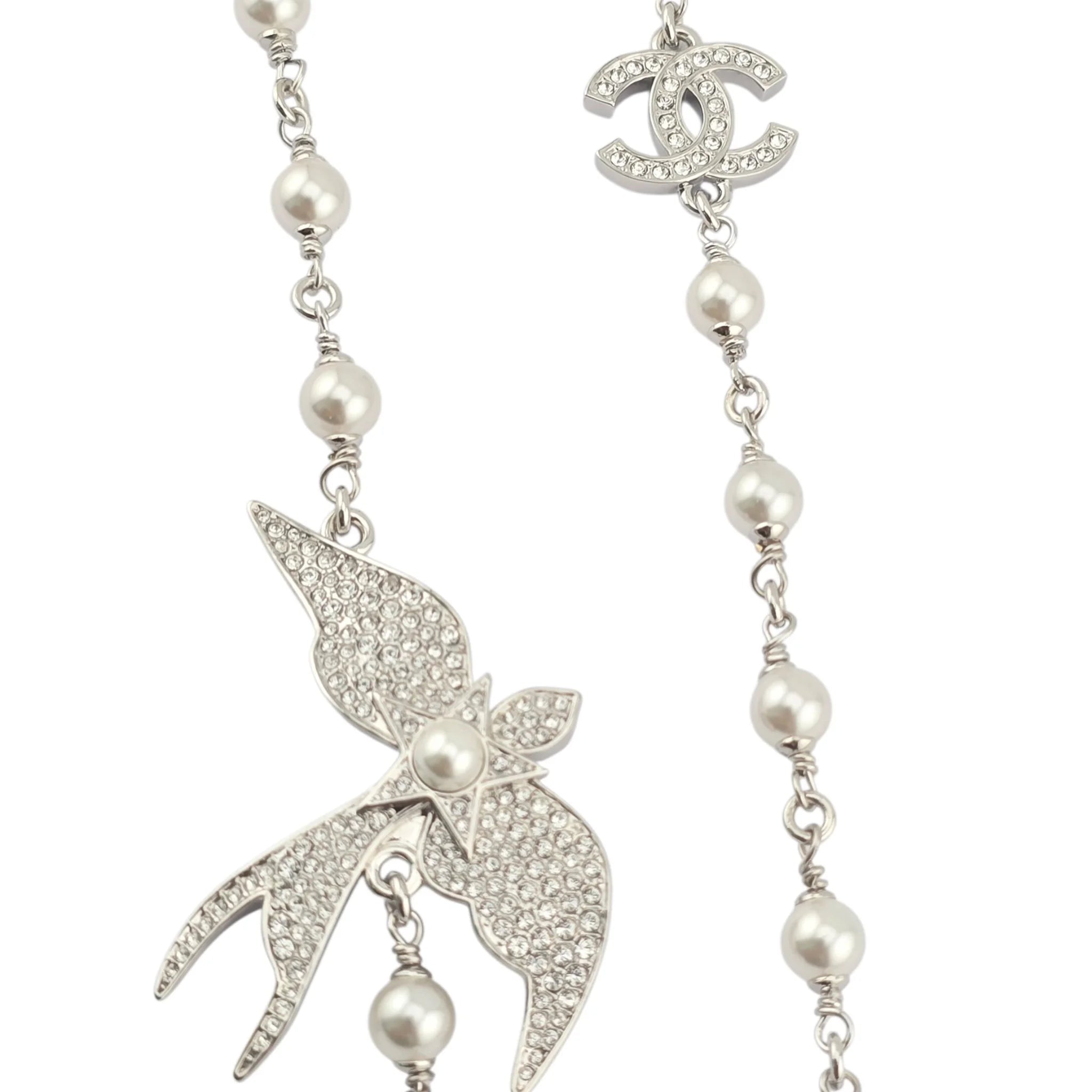 Chanel CC Silver Bird Long Necklace SS25 CHANEL