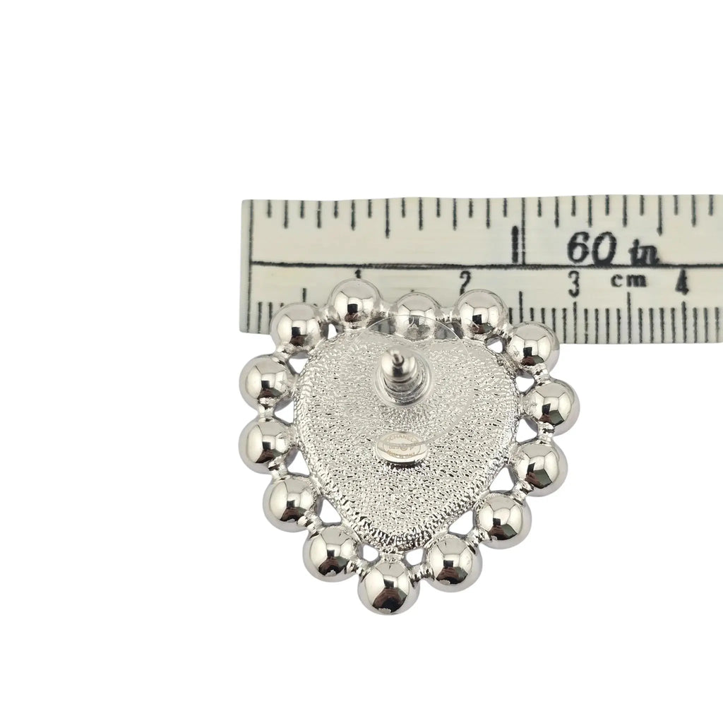 Chanel CC Silver Blue Heart Crystal Faux Pearl Earrings 2025 CHANEL