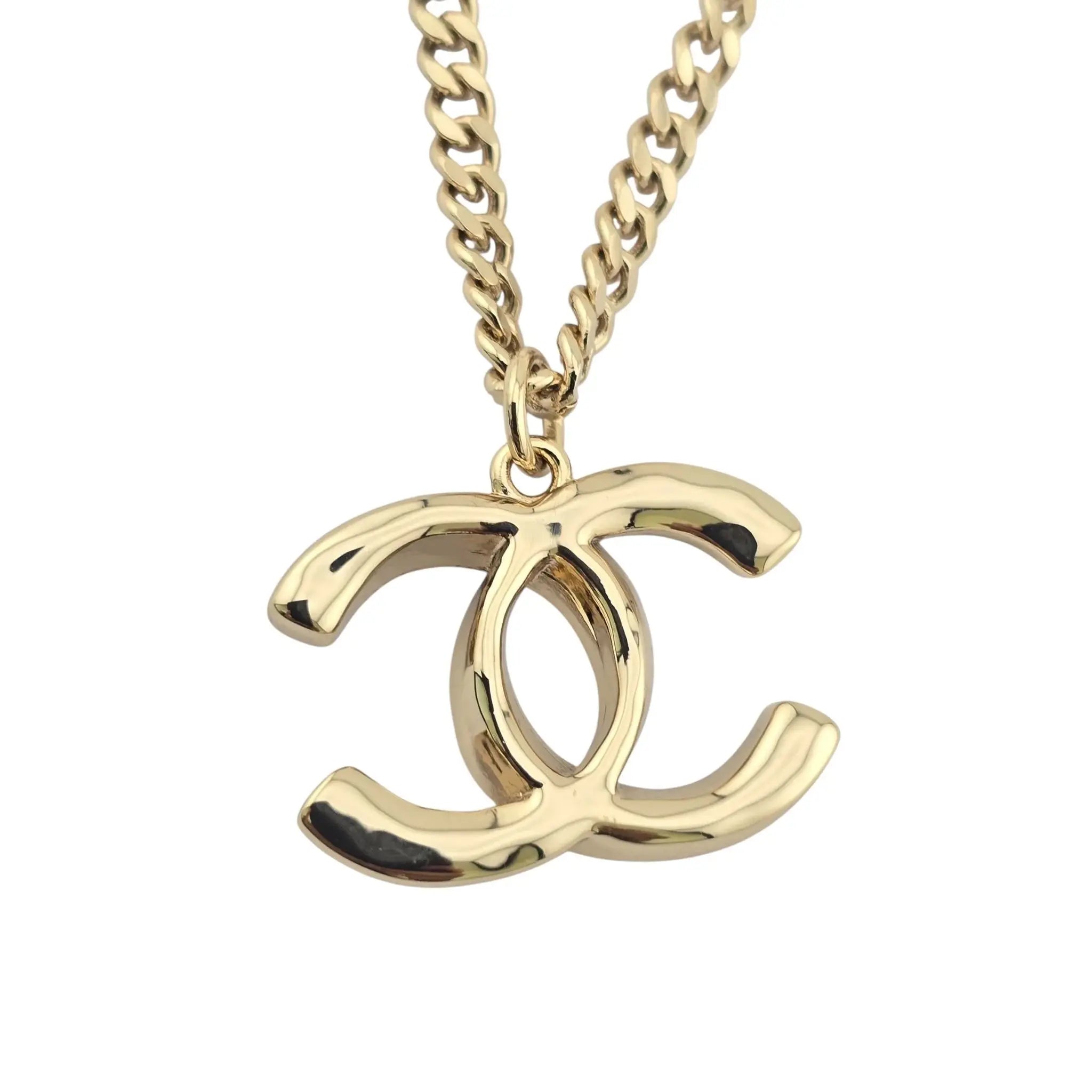 Chanel CC Gold Crystal Pendant Necklace 2024 CHANEL