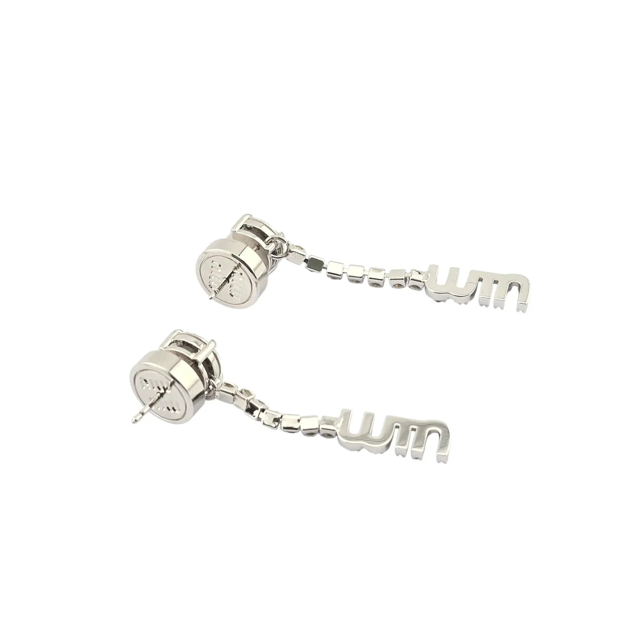Miu Miu Logo Silver Crystal Earrings MIU MIU