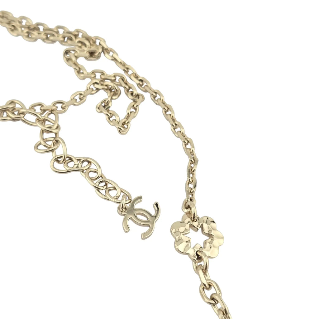 Chanel CC Long Necklace Gold Metal Floral Necklace 2025 CHANEL