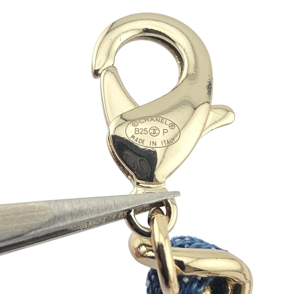 Chanel CC Blue Denim Gold Necklace 2025 CHANEL