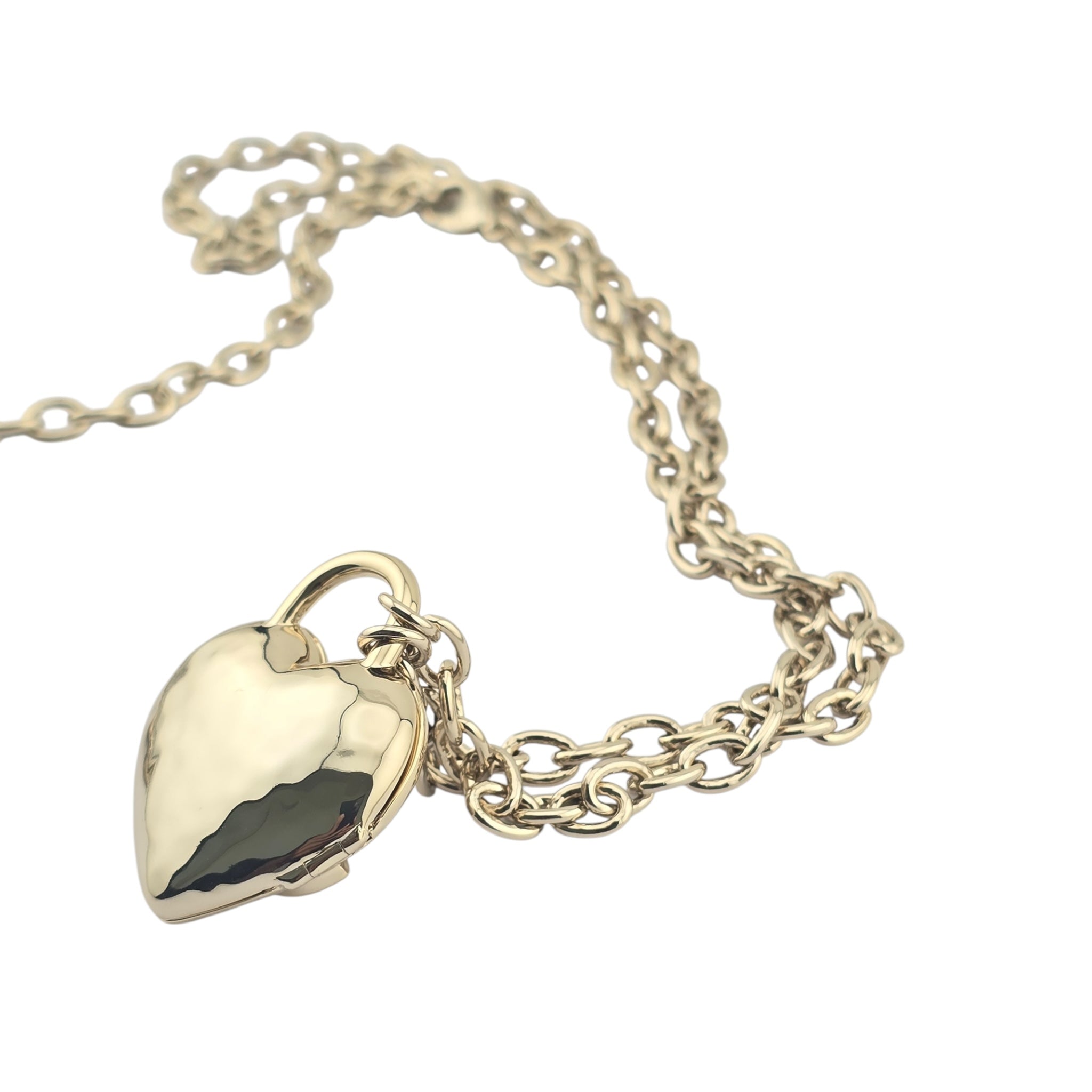 Chanel CC Metal Turnlock Heart Locket Necklace Gold CHANEL