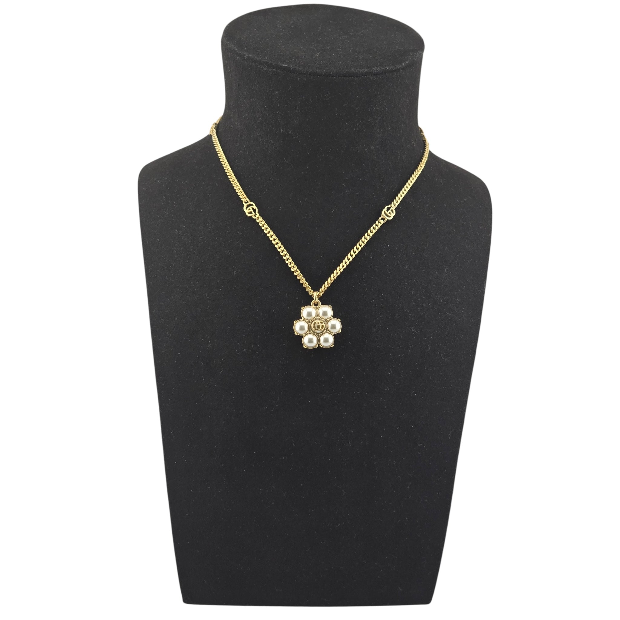 GUCCI GG Marmont Faux Pearl Necklace