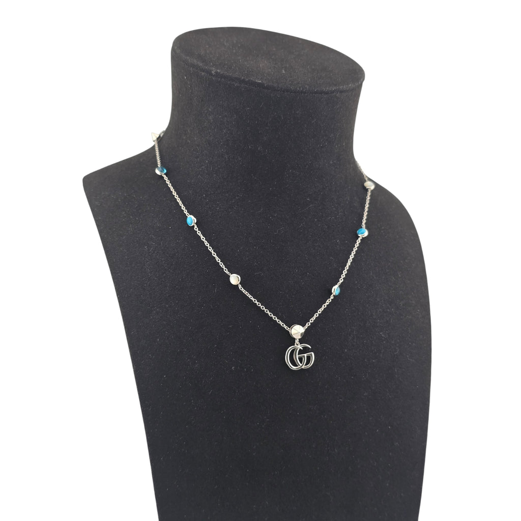 GUCCI GG Marmont Sterling Silver Mother of Pearl Necklace