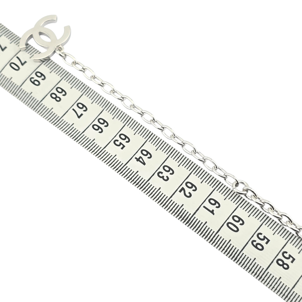 Chanel CC Silver Oval Pendant Necklace 2025