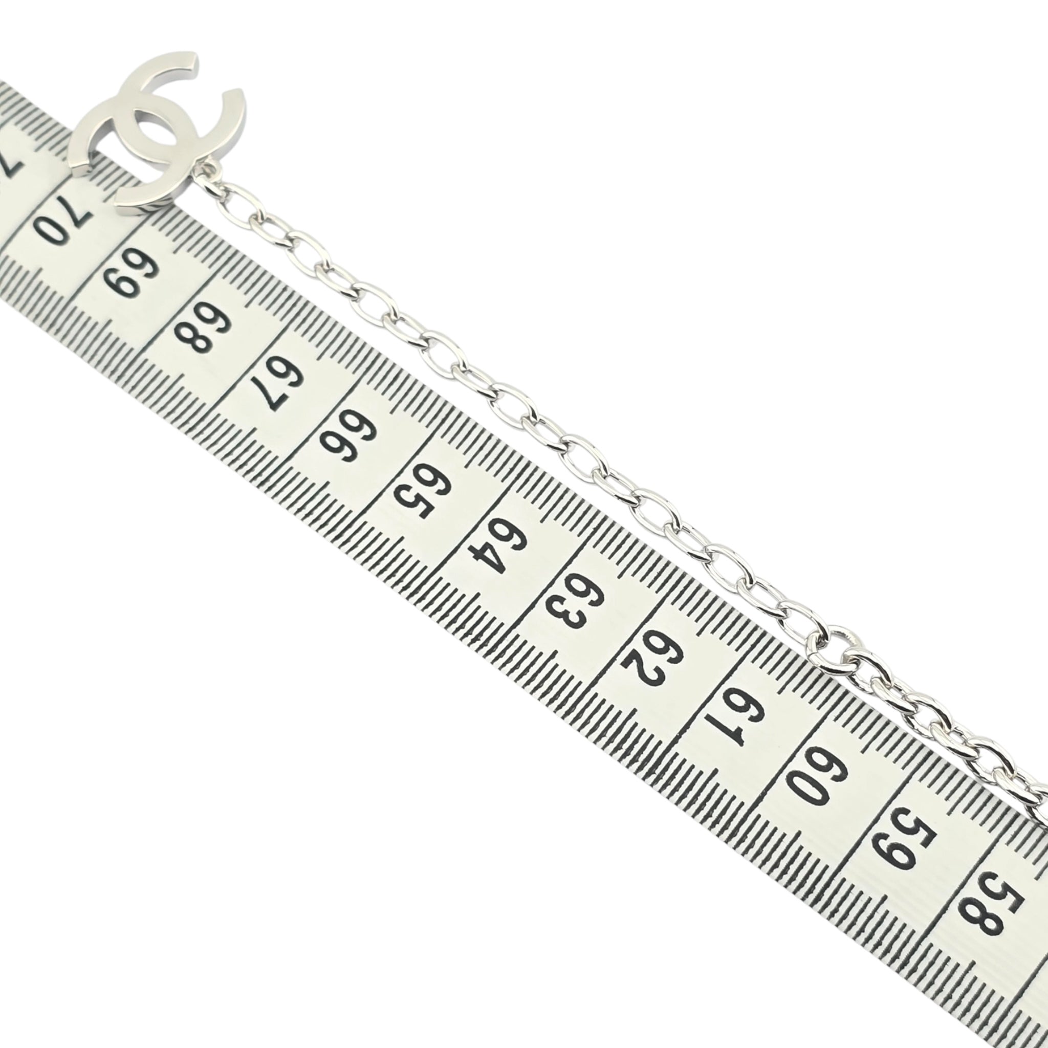 Chanel CC Silver Oval Pendant Necklace 2025