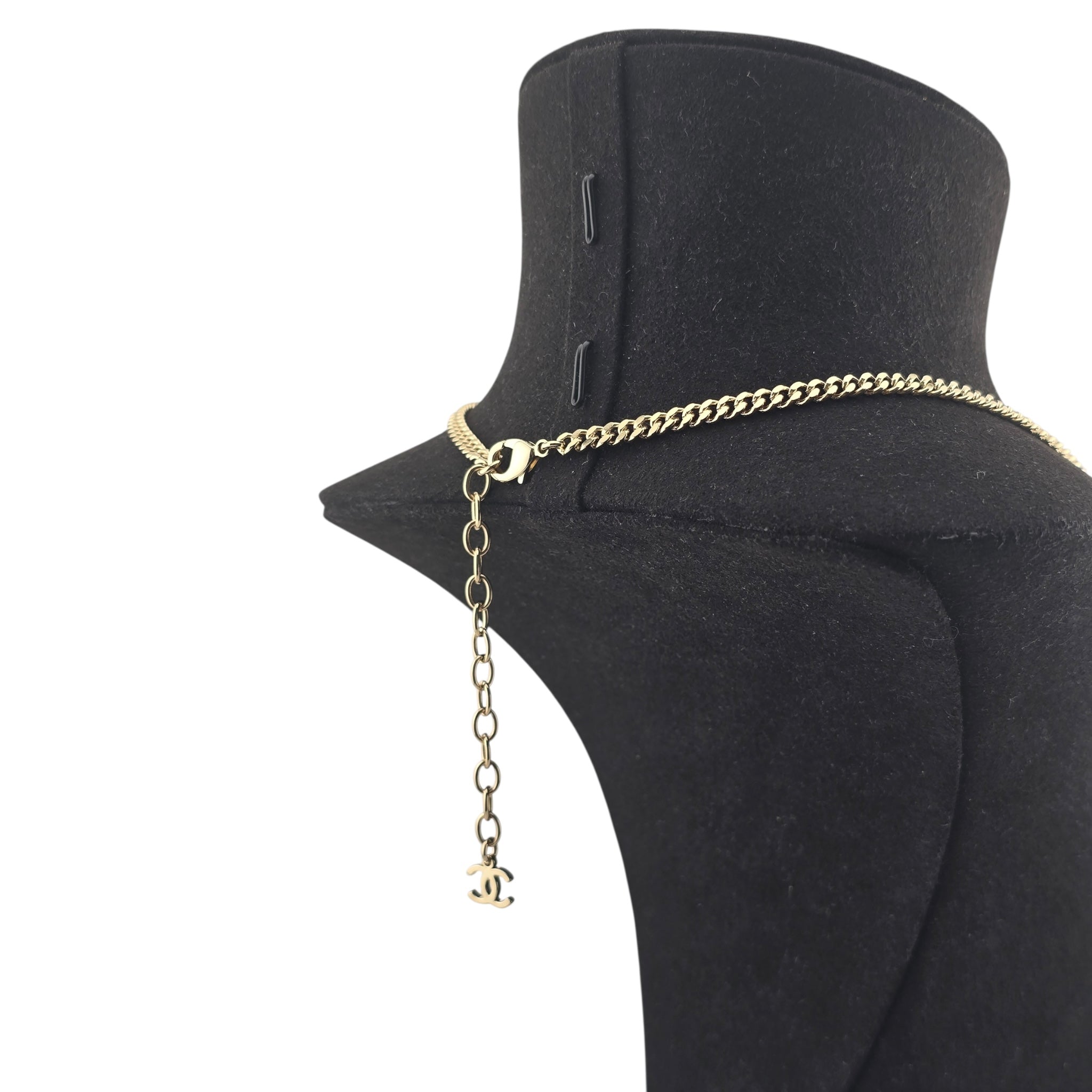 Chanel CC Black Enamel Heart Necklace 2024