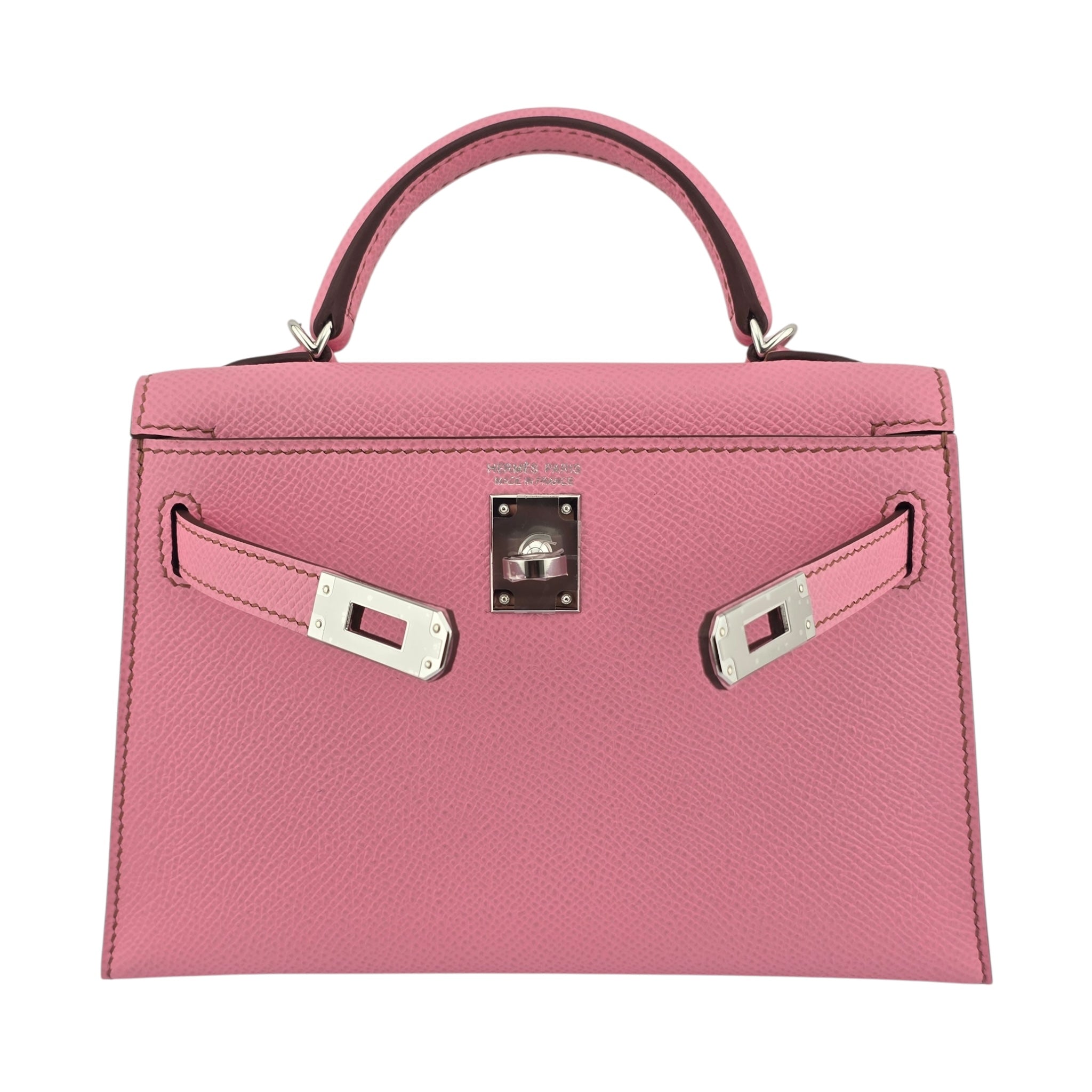 Hermes Mini Kelly II Epsom 5P Bubblegum Pink Palladium Hardware Bag