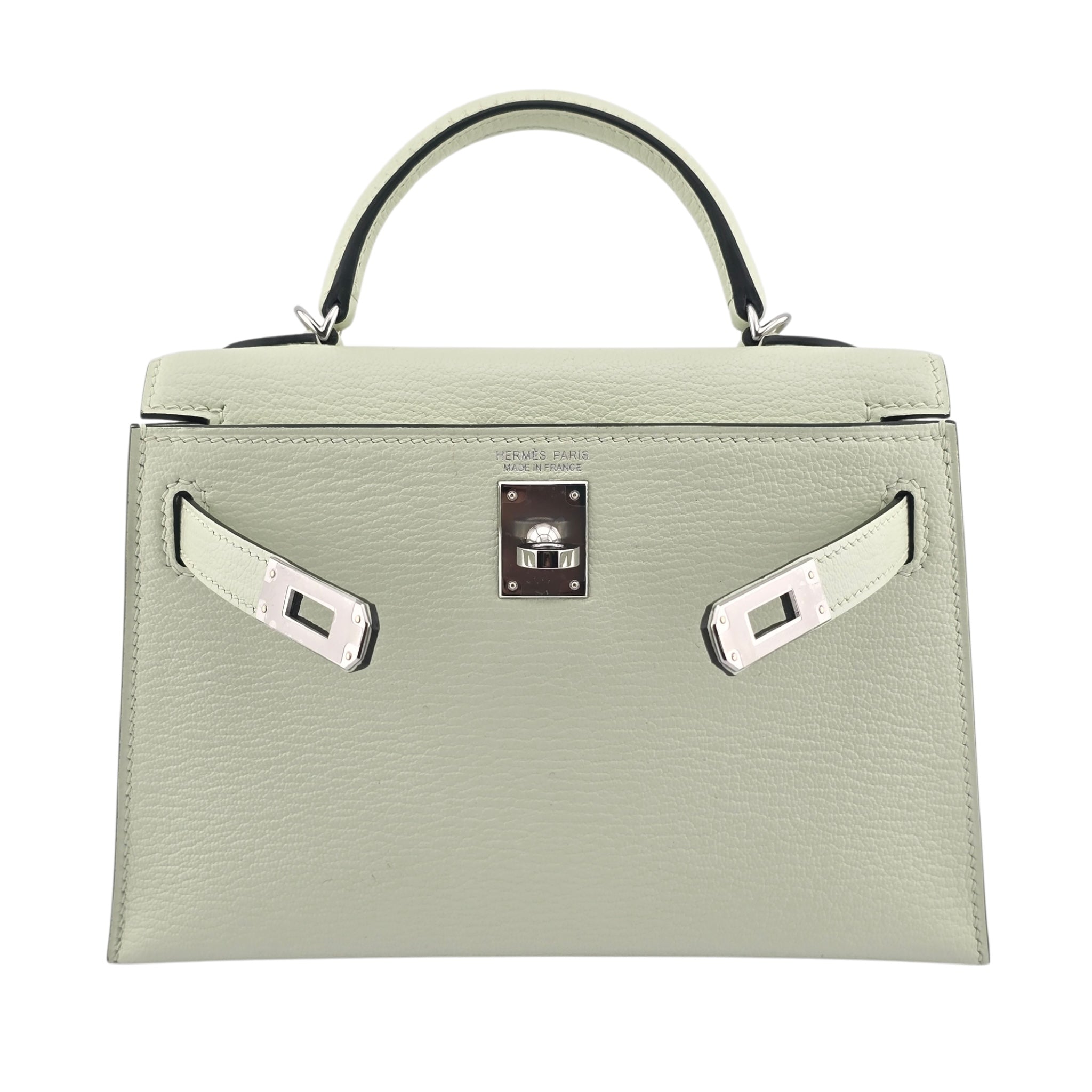 Hermes Mini Kelly II Vert Fizz Chevre Palladium Hardware Bag