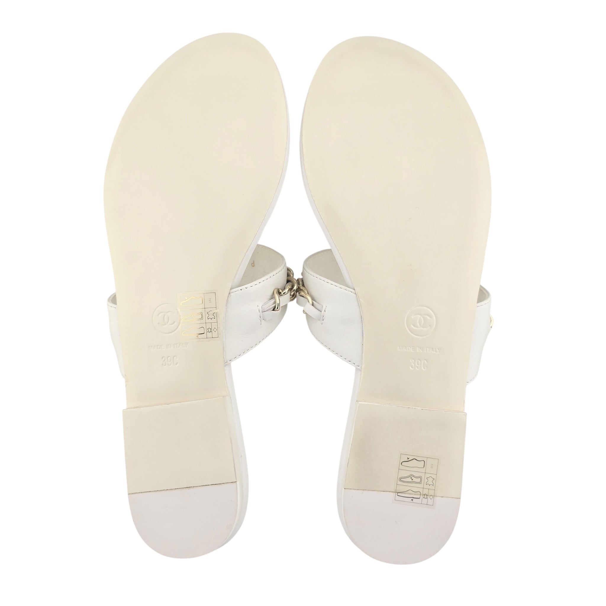 Chanel CC White Turnlock Sandals - 39