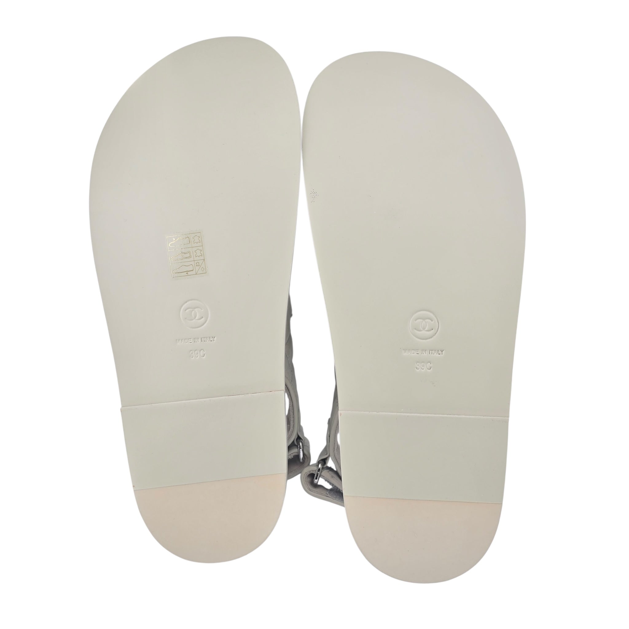 Chanel CC Cream White Lambskin Dad Sandals - 39