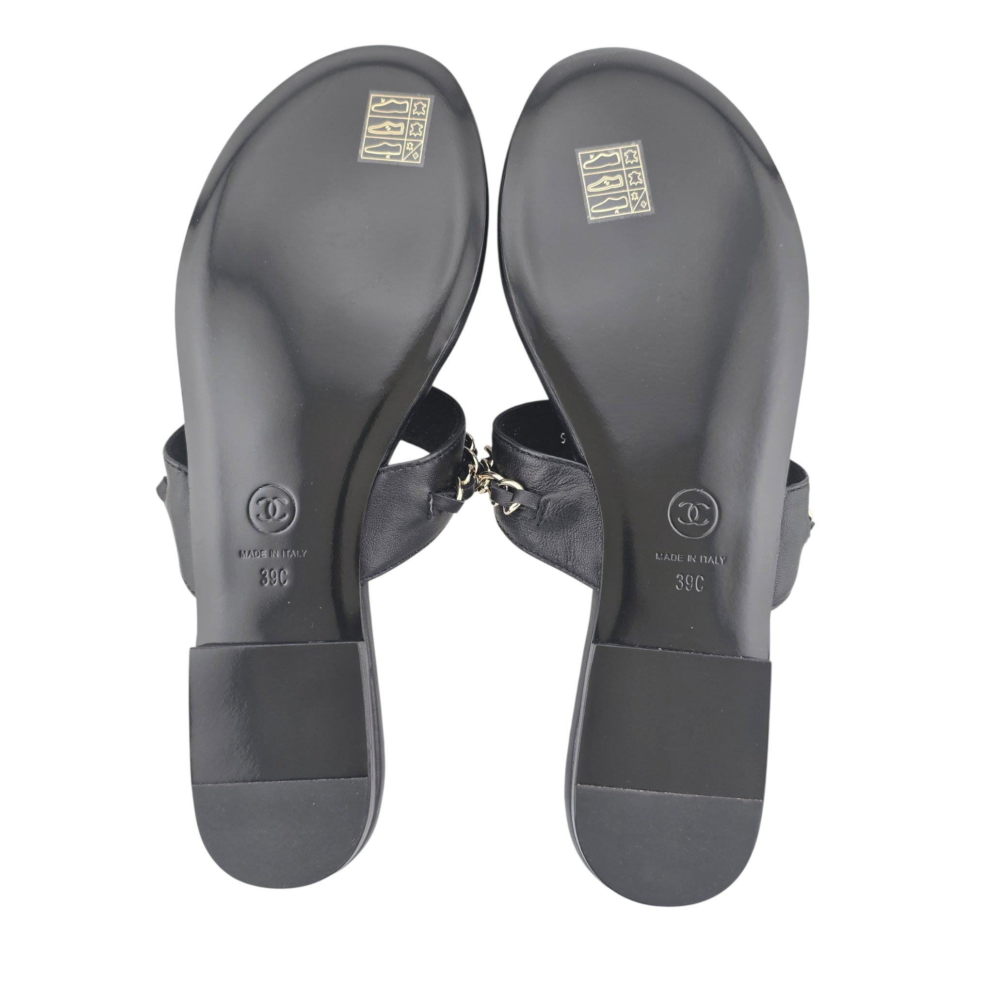 Chanel CC Black Turnlock Sandals - 39