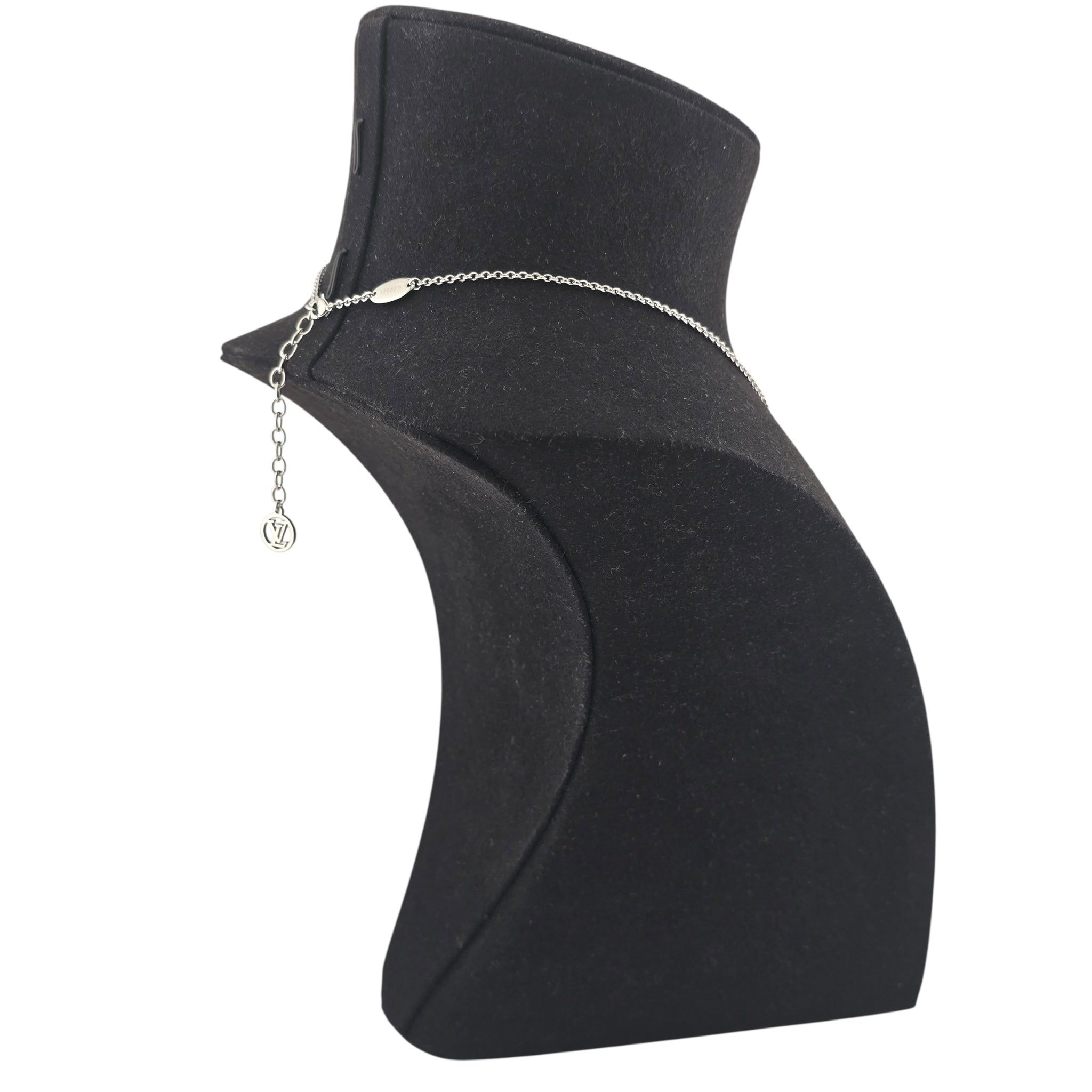 Louis Vuitton L To V Silver Crystal Necklace