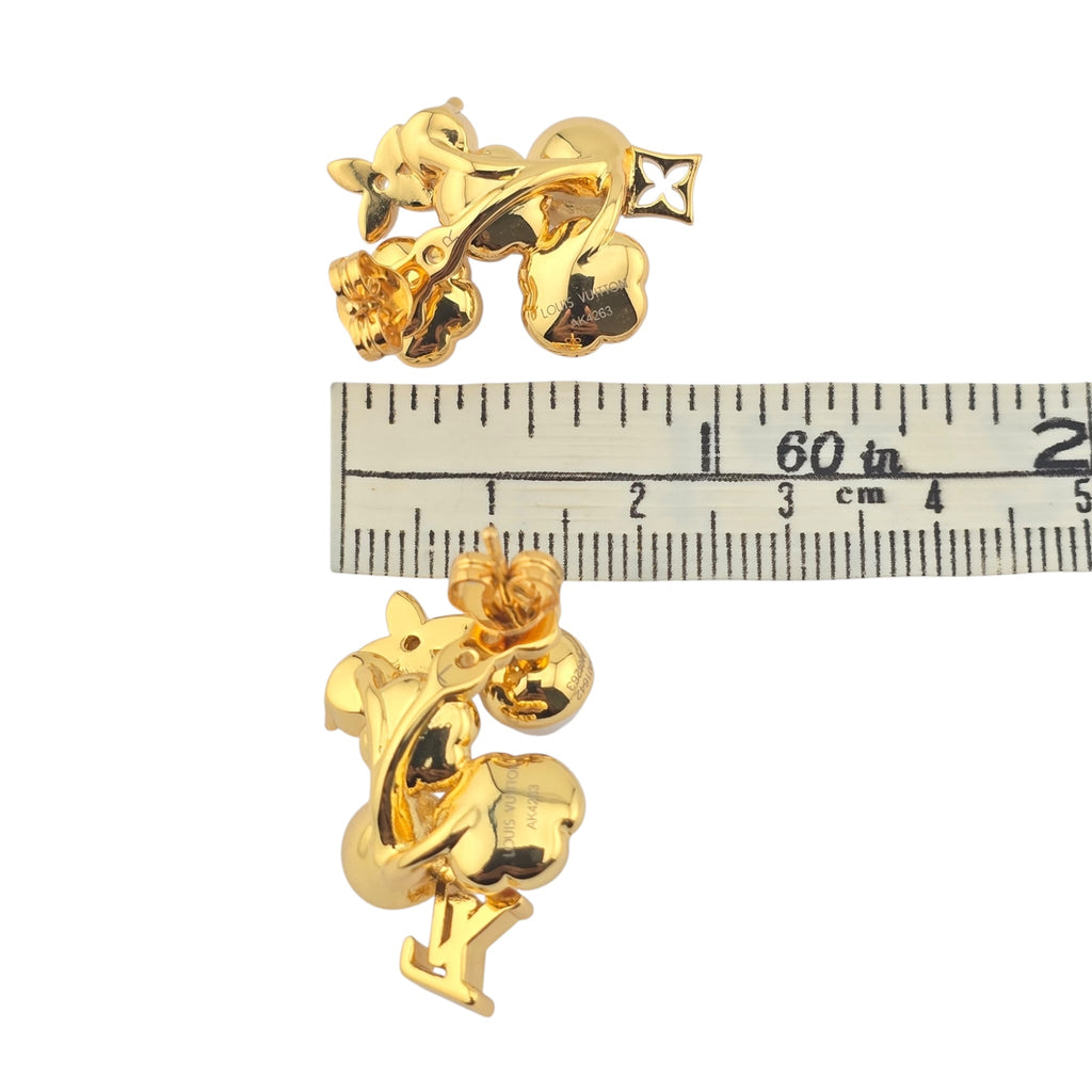 Louis Vuitton LV Metal Crystal Pearl Botanica Earrings Gold LOUIS VUITTON