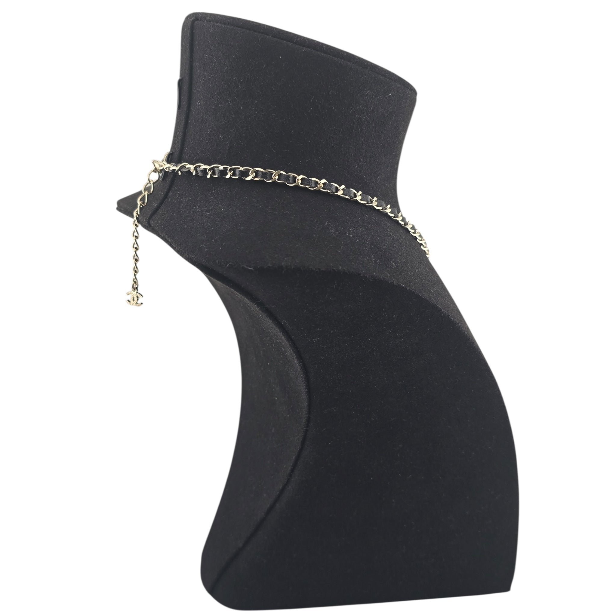 Chanel CC Black Leather Gold Necklace 2025 CHANEL