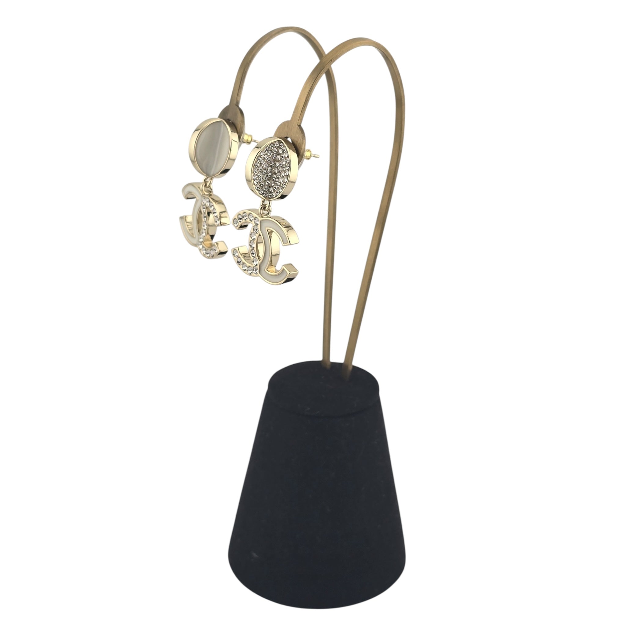 Chanel CC Drop Gold Crystals Earrings 2024 CHANEL