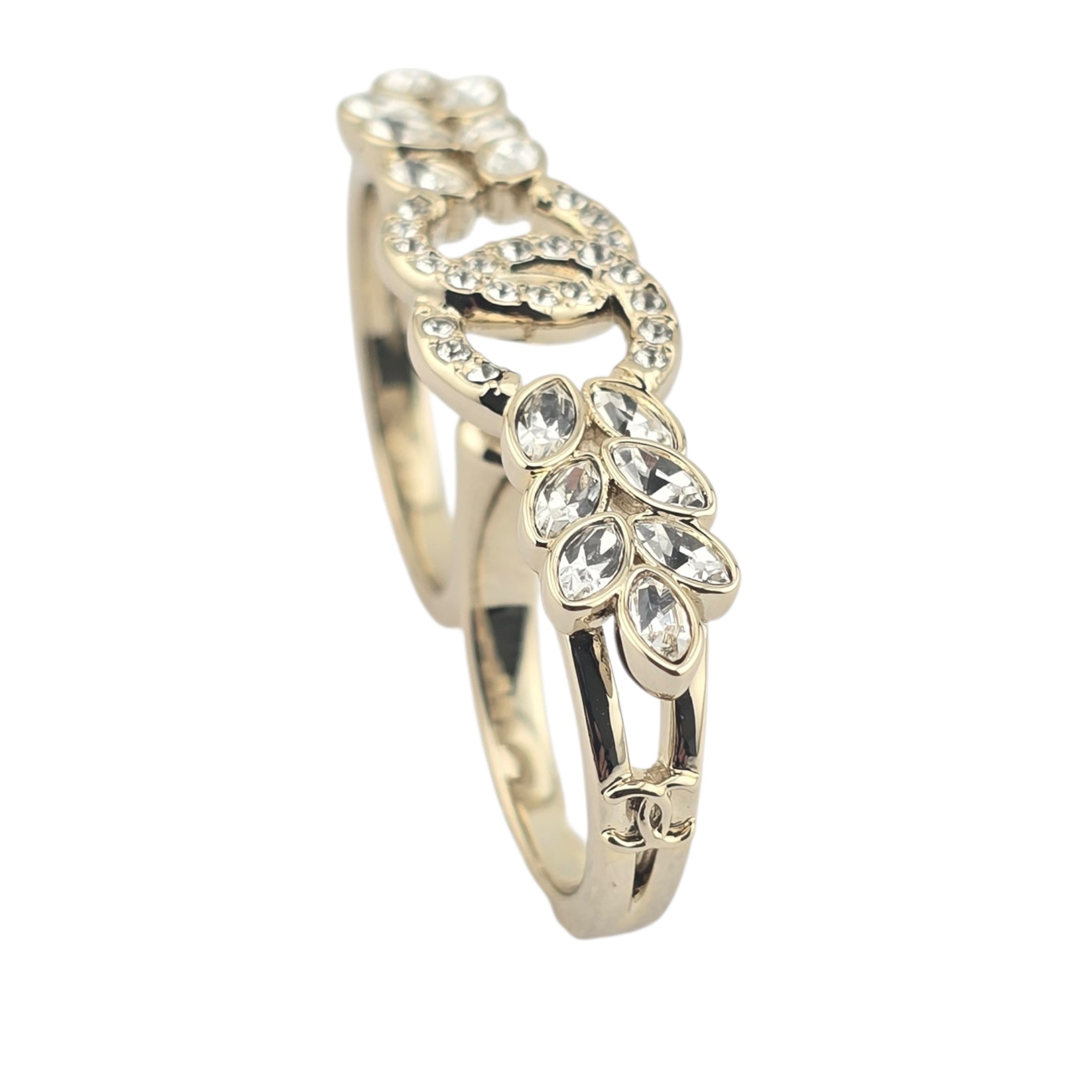 Chanel CC Gold Crystal Floral Ring B23 CHANEL