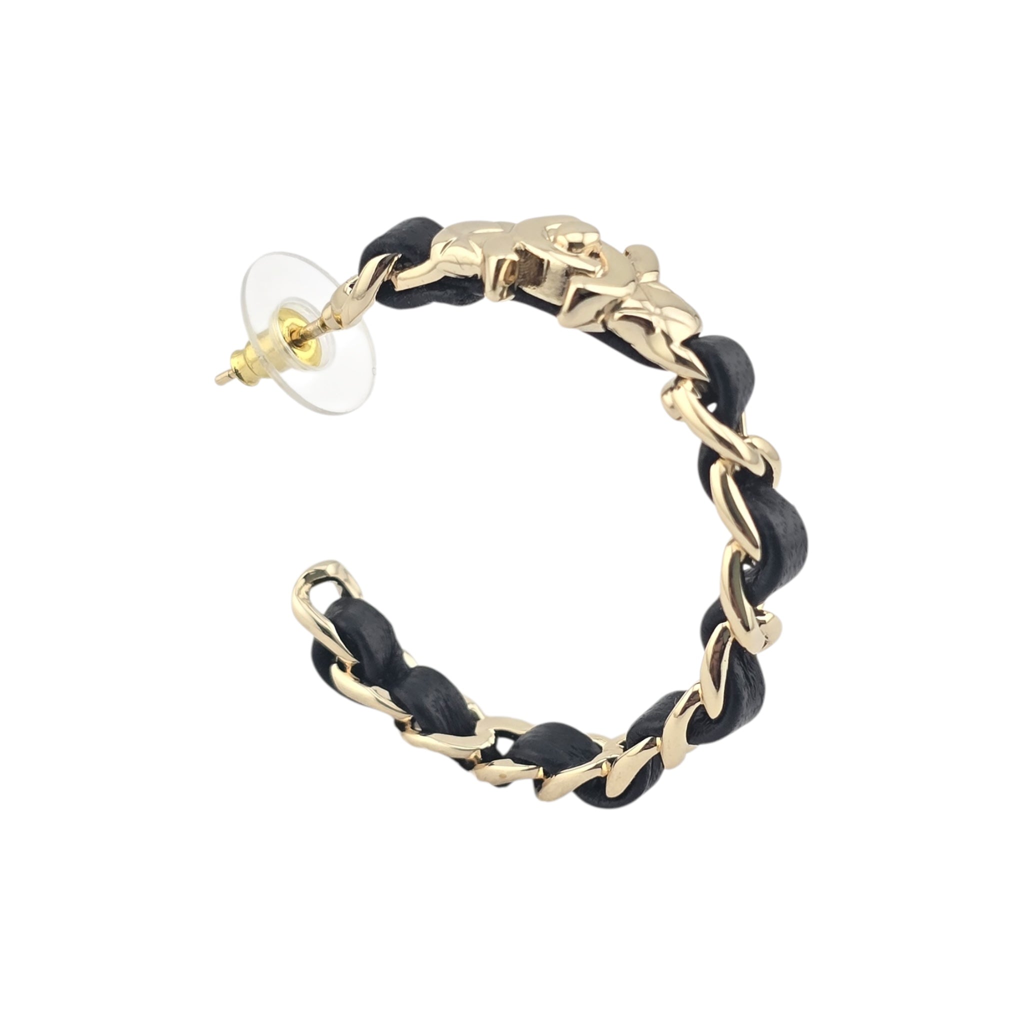 Chanel CC Turnlock Leather Metal Hoop Earrings 2021 CHANEL