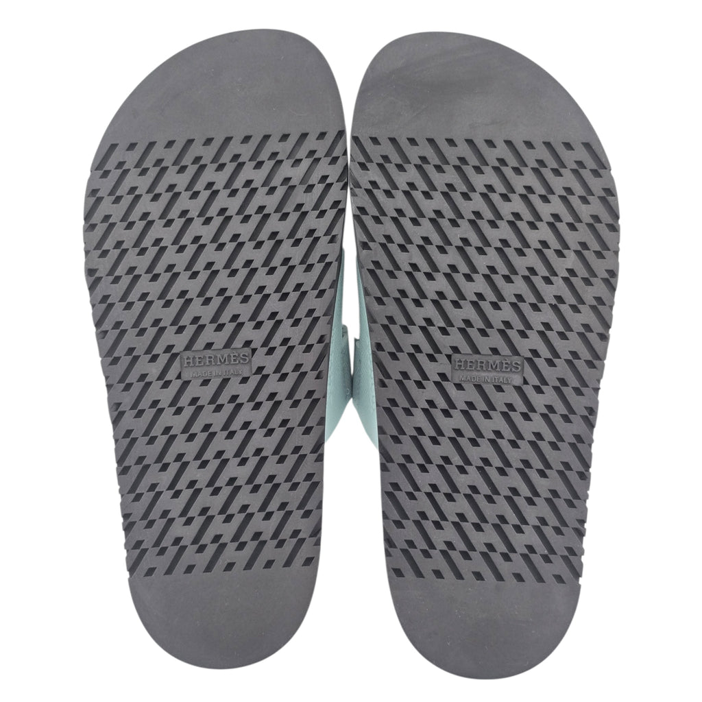 Hermes Chypre Suede Sandal Bleu 39 UK6 HERMES