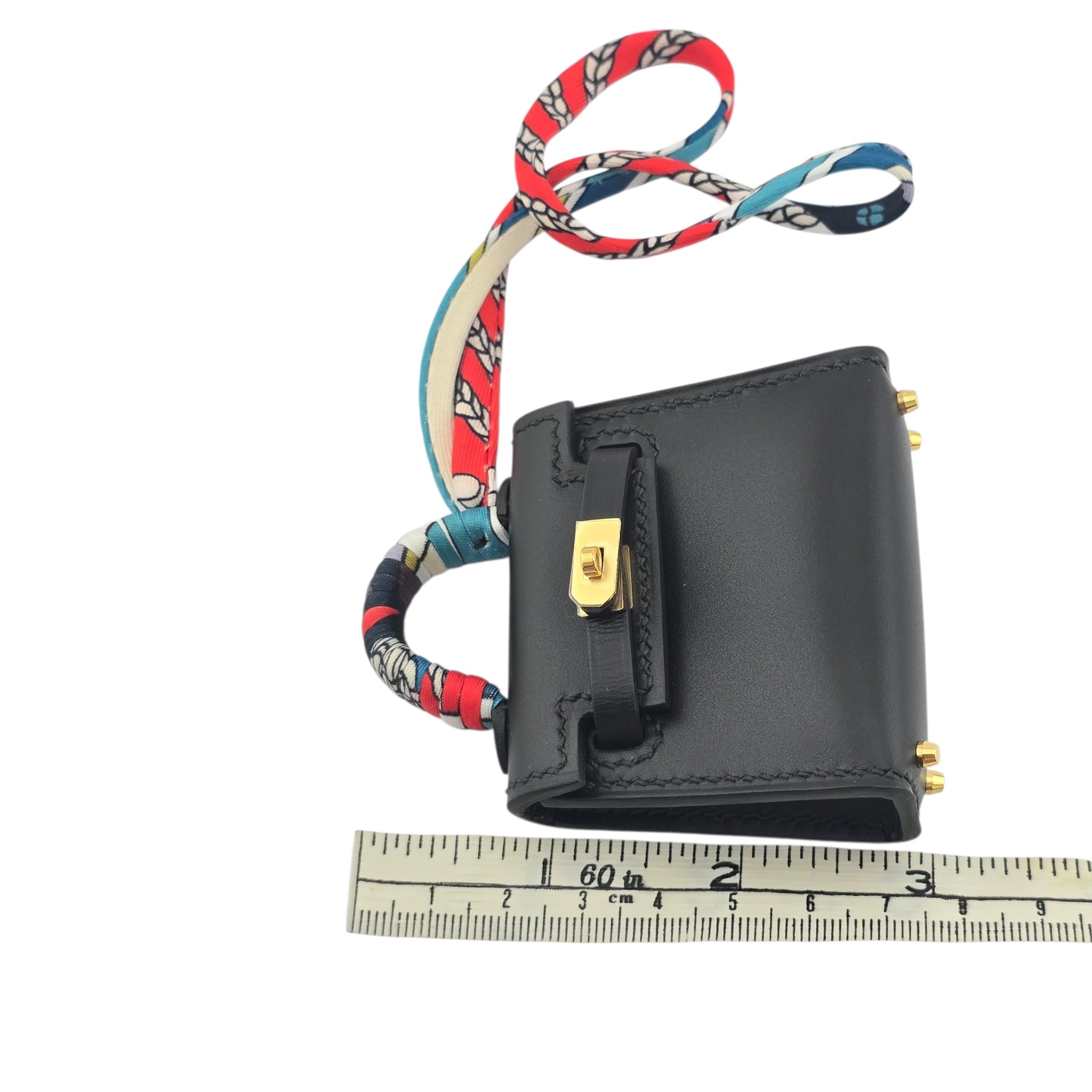 Hermes Tadelakt Mini Kelly Twilly Bag Charm Black HERMES