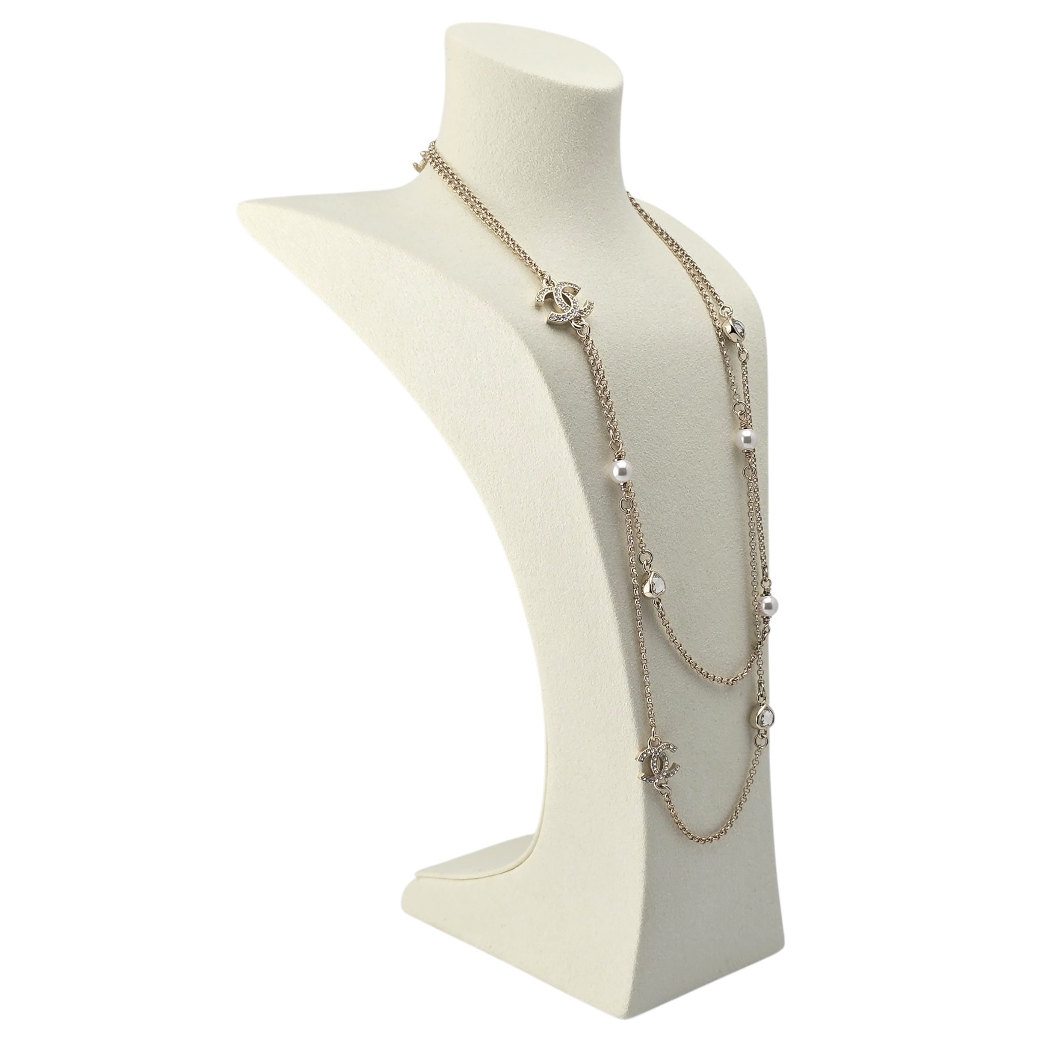 Chanel CC Charms Gold Metal Heart Long Necklace 2024 CHANEL