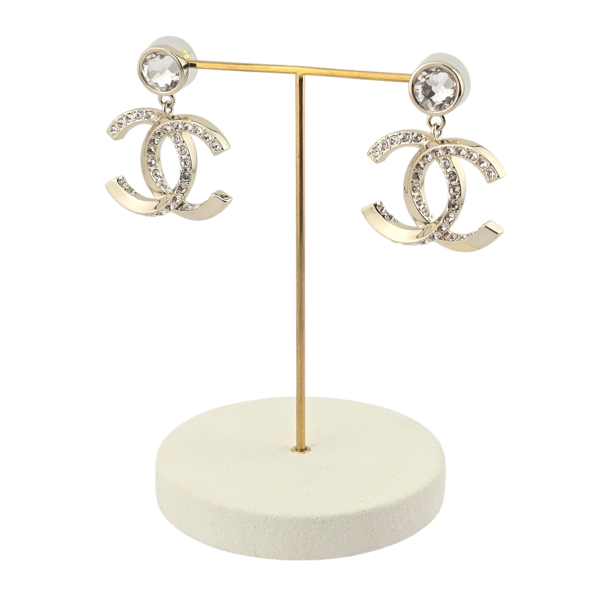 Chanel CC Gold Crystal Earrings 2023 CHANEL