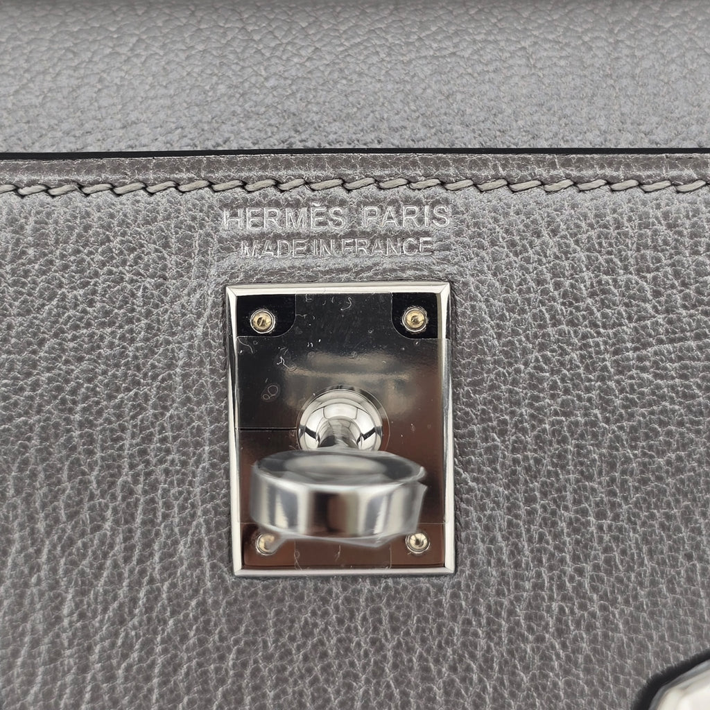 Hermes Mini Kelly II Gris Argente Chevre Chamkilight Palladium Hardware HERMES