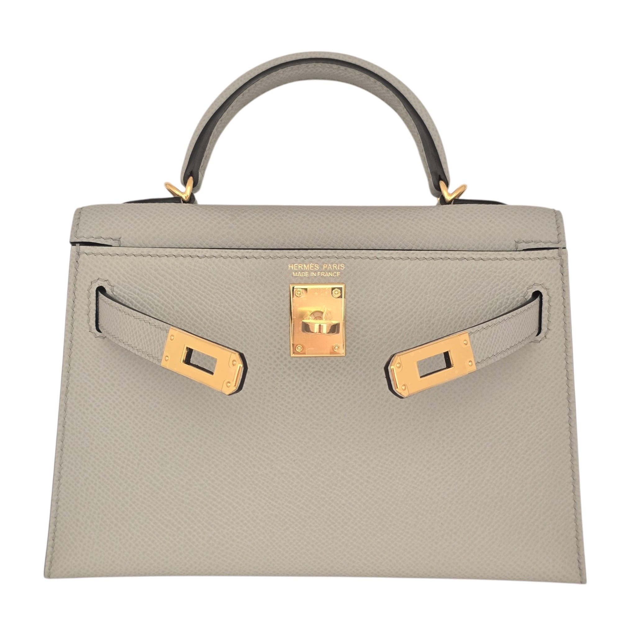 Hermes Mini Kelly II Epsom Bleu Glacier Gold Hardware HERMES