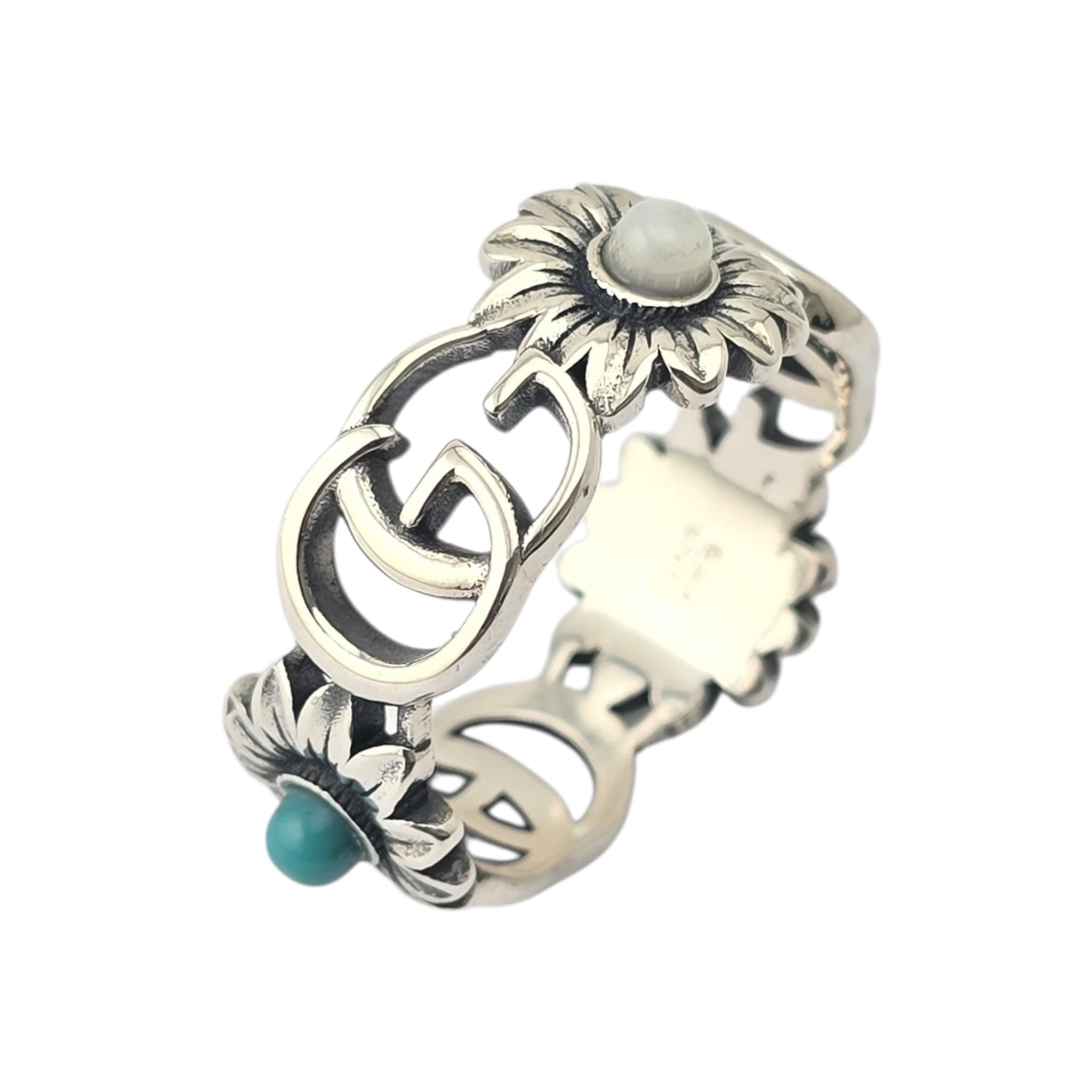 GUCCI GG Marmont Mother of Pearl Silver Ring GUCCI