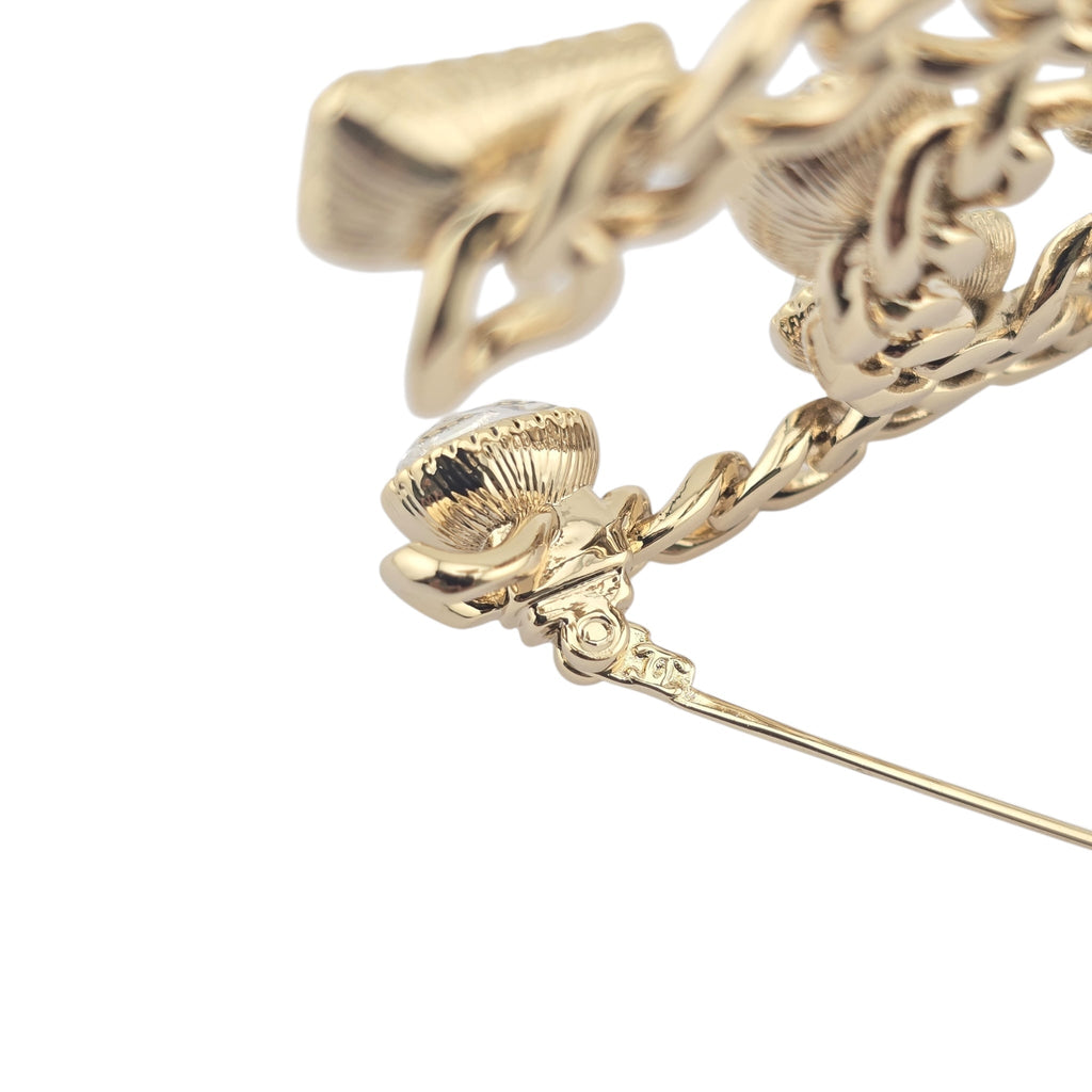 Chanel CC Gold Crystal Brooch 2024 CHANEL