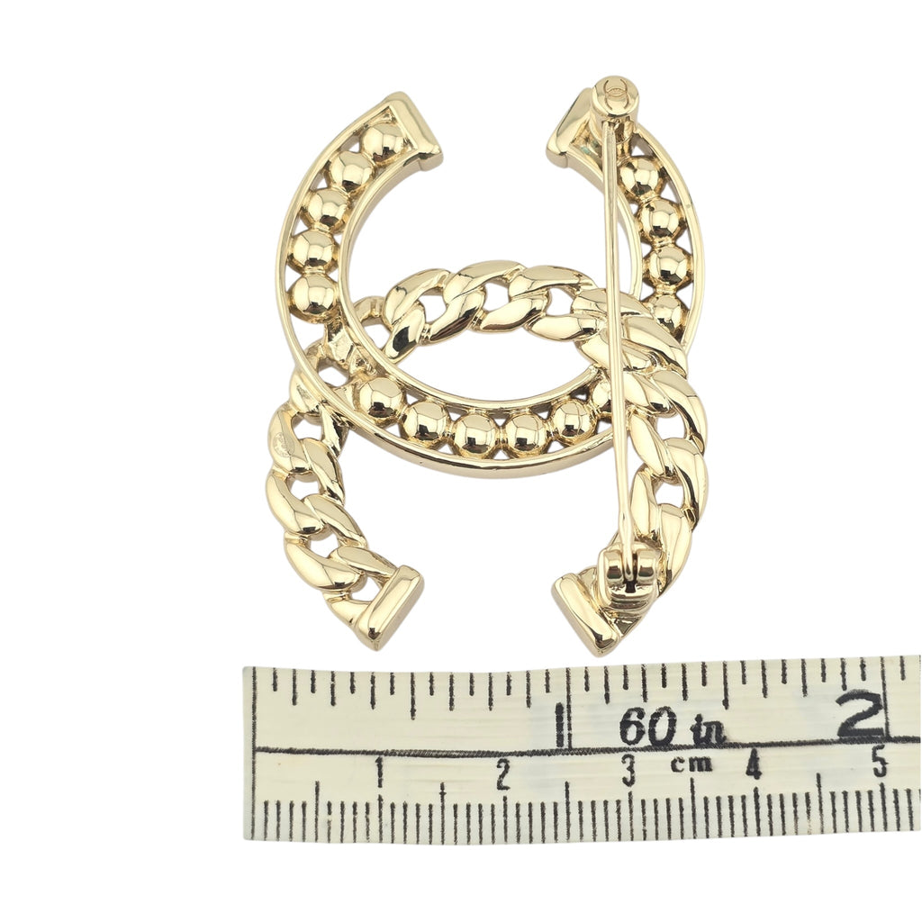 Chanel CC Gold Crystal Brooch 2024 CHANEL