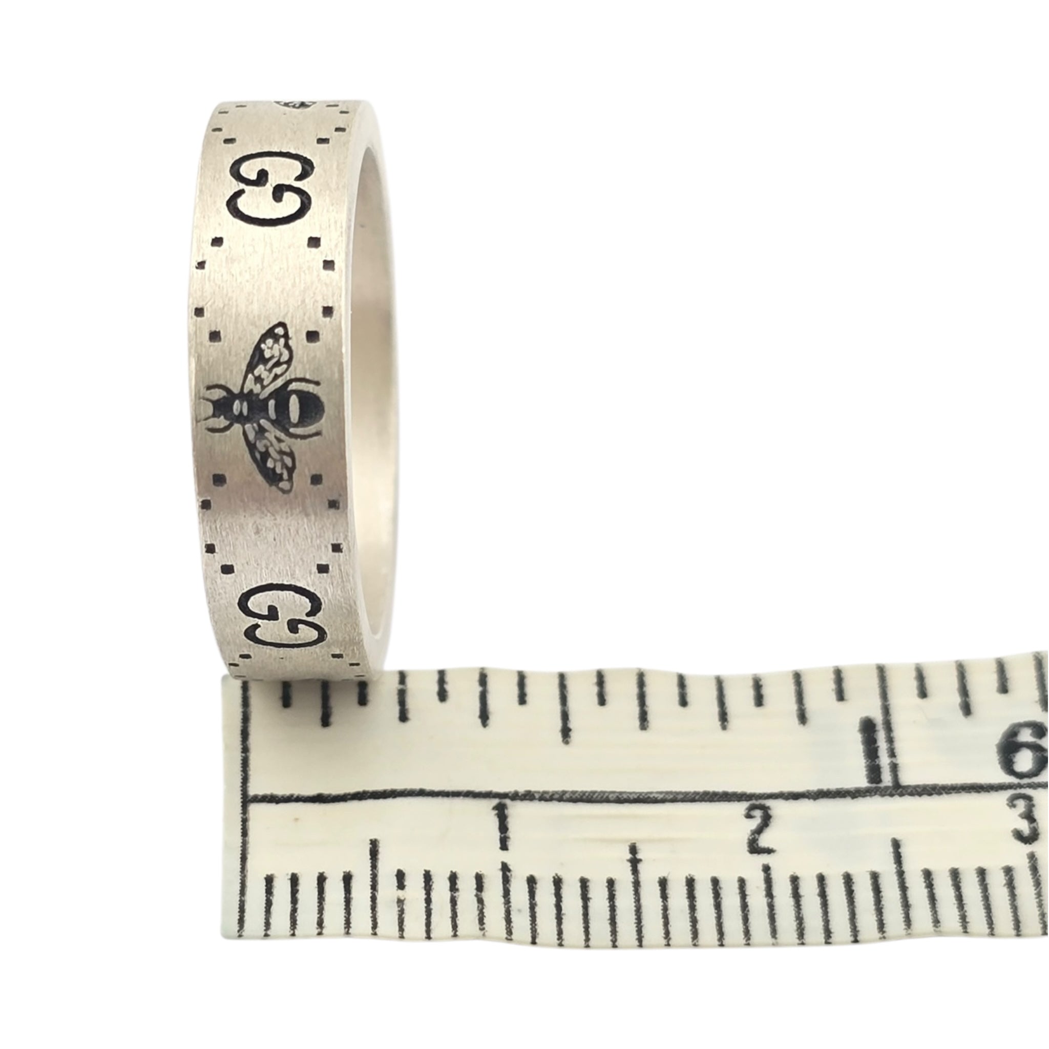 GUCCI GG Bee Motif 6mm Sterling Silver Ring GUCCI