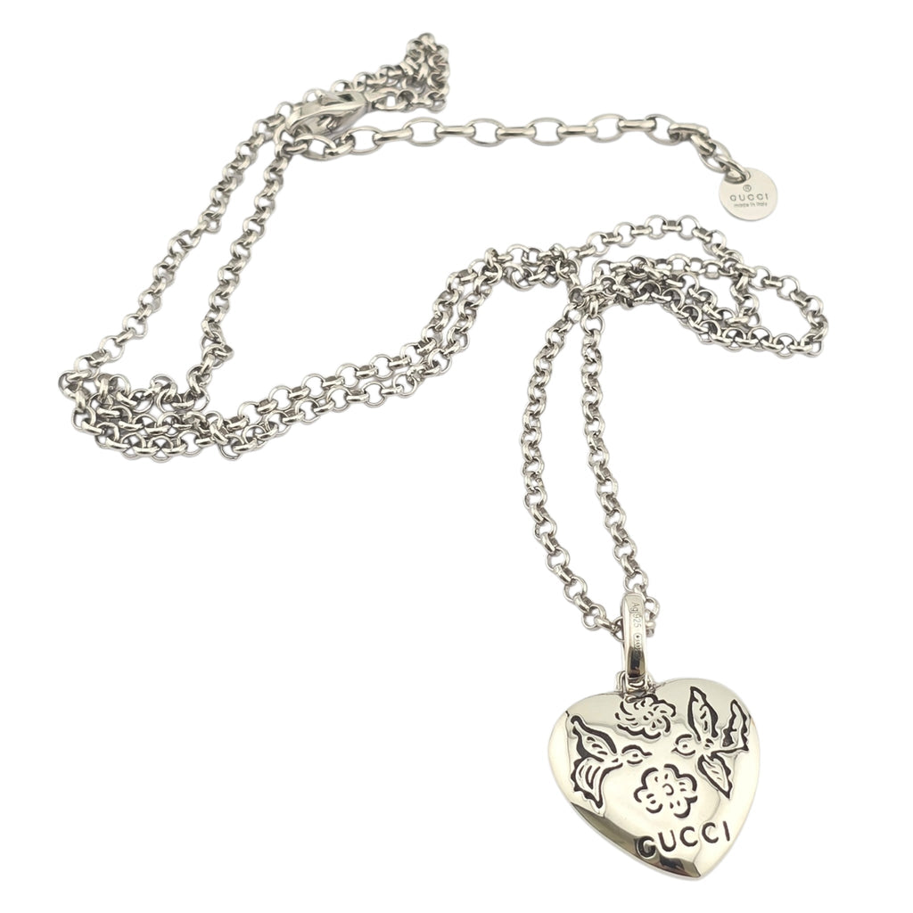 GUCCI Blind For Love Heart Sterling Silver Necklace GUCCI